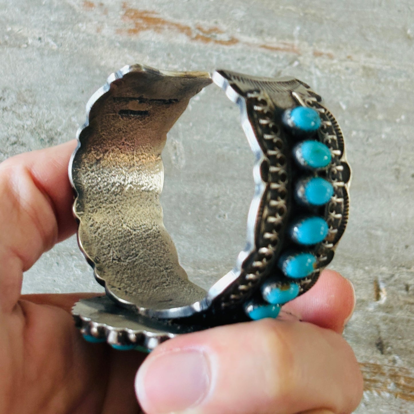 Navajo Shawn Cayatineto Sterling Silver & Kingman Turquoise Statement Cuff