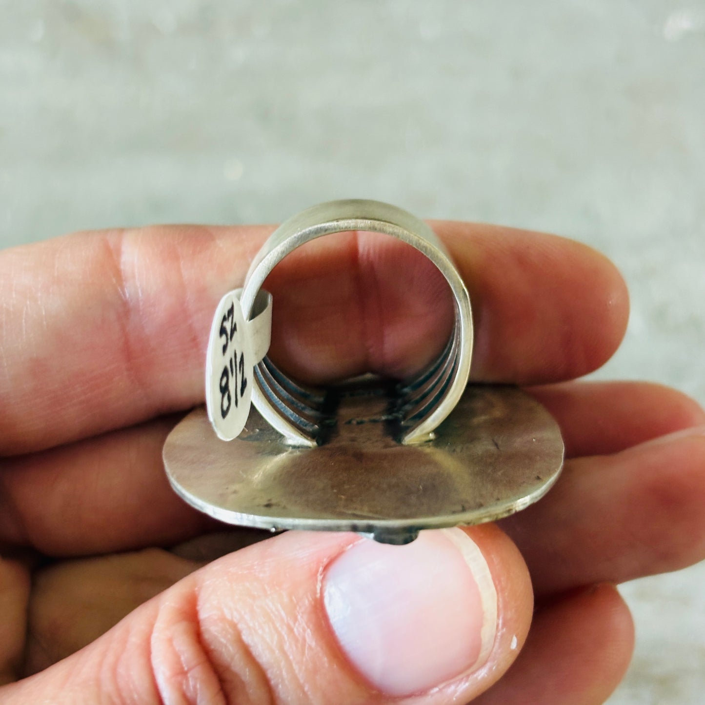 Navajo Randy Boyd Sterling Silver & Whitewater Kingman Turquoise Ring