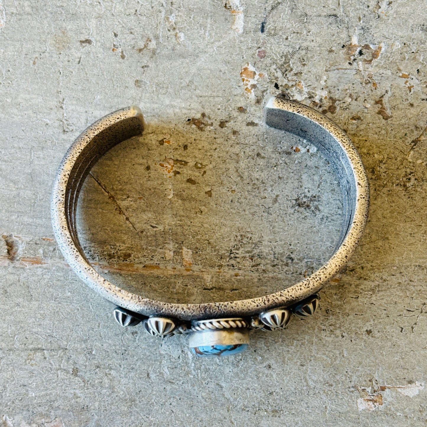 Navajo Herman Smith Sterling Silver & Golden Hills Turquoise Stacker Cuff