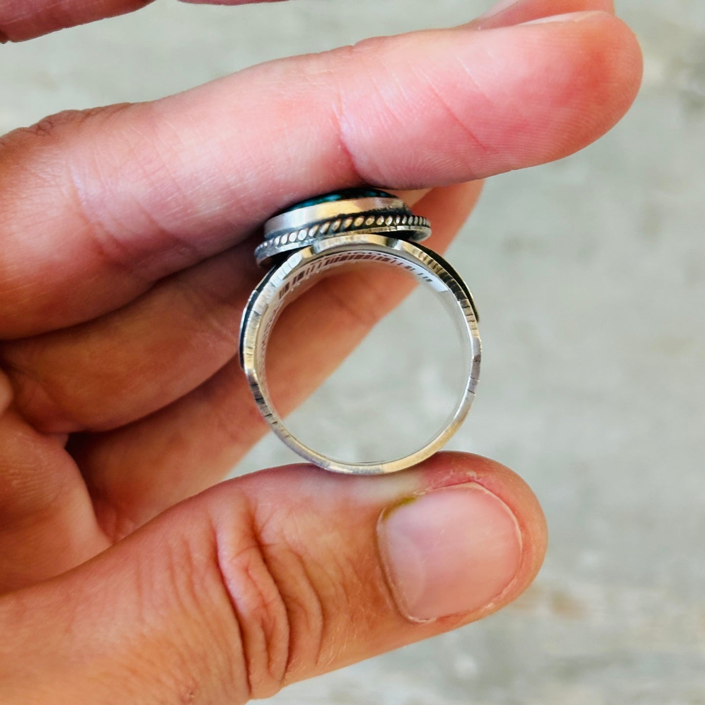 Navajo Andy Cadman Sterling Silver & Web Kingman Ring