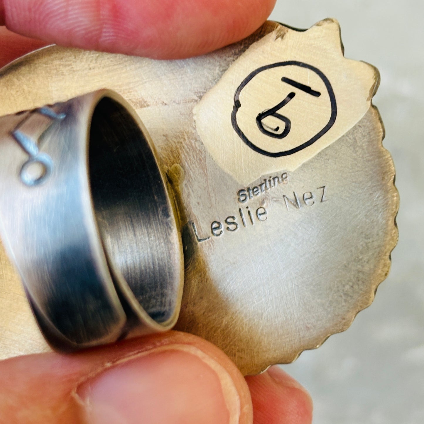 Navajo Leslie Nez Sterling Silver & Waterweb Kingman Ring