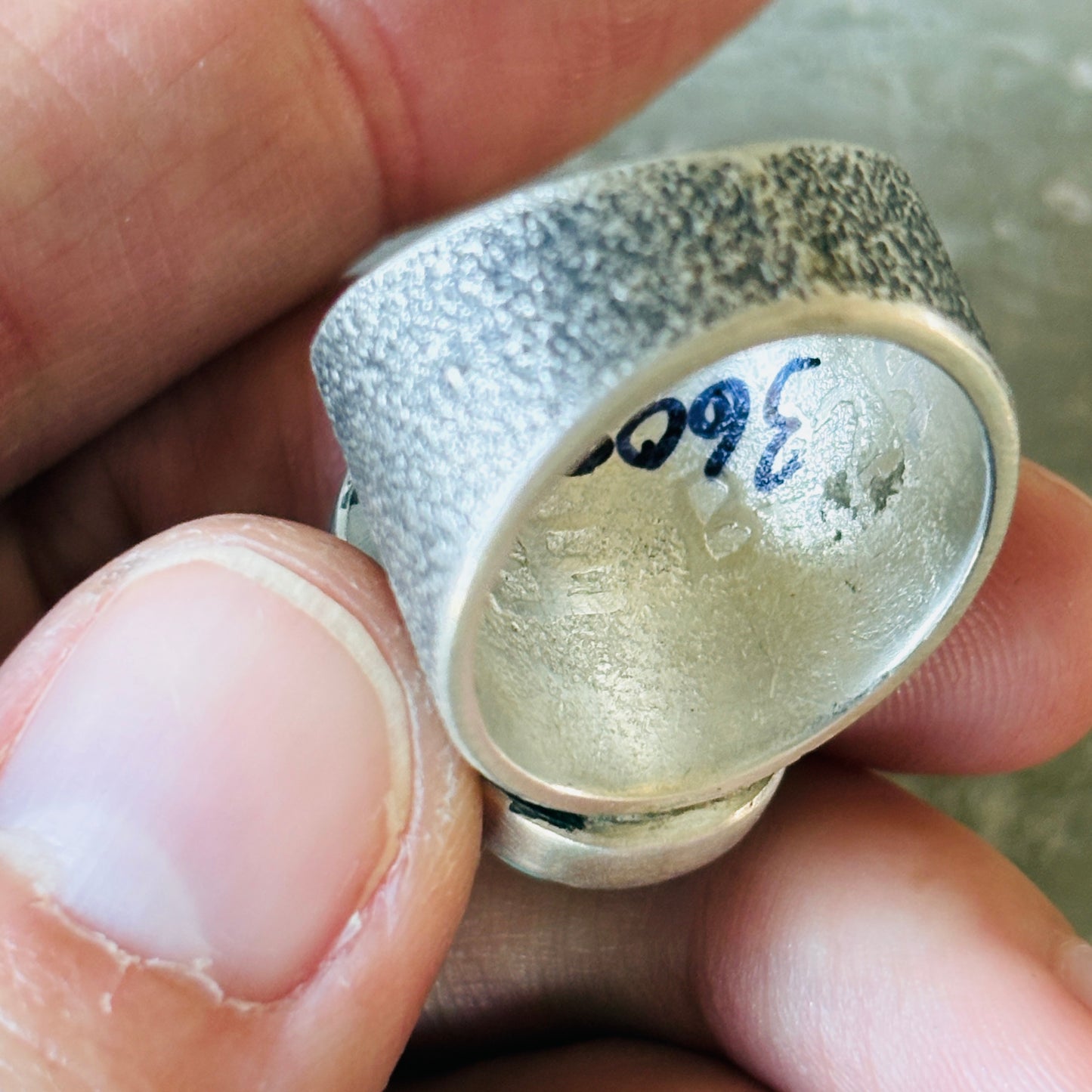 Lee Begay Sterling Silver & #8 Turquoise Tufa Cast Ring