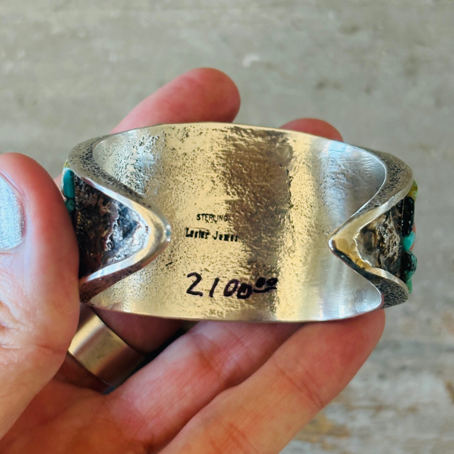 Navajo Lester James Sterling Silver & Mixed Turquoise Cobblestone Statement Cuff