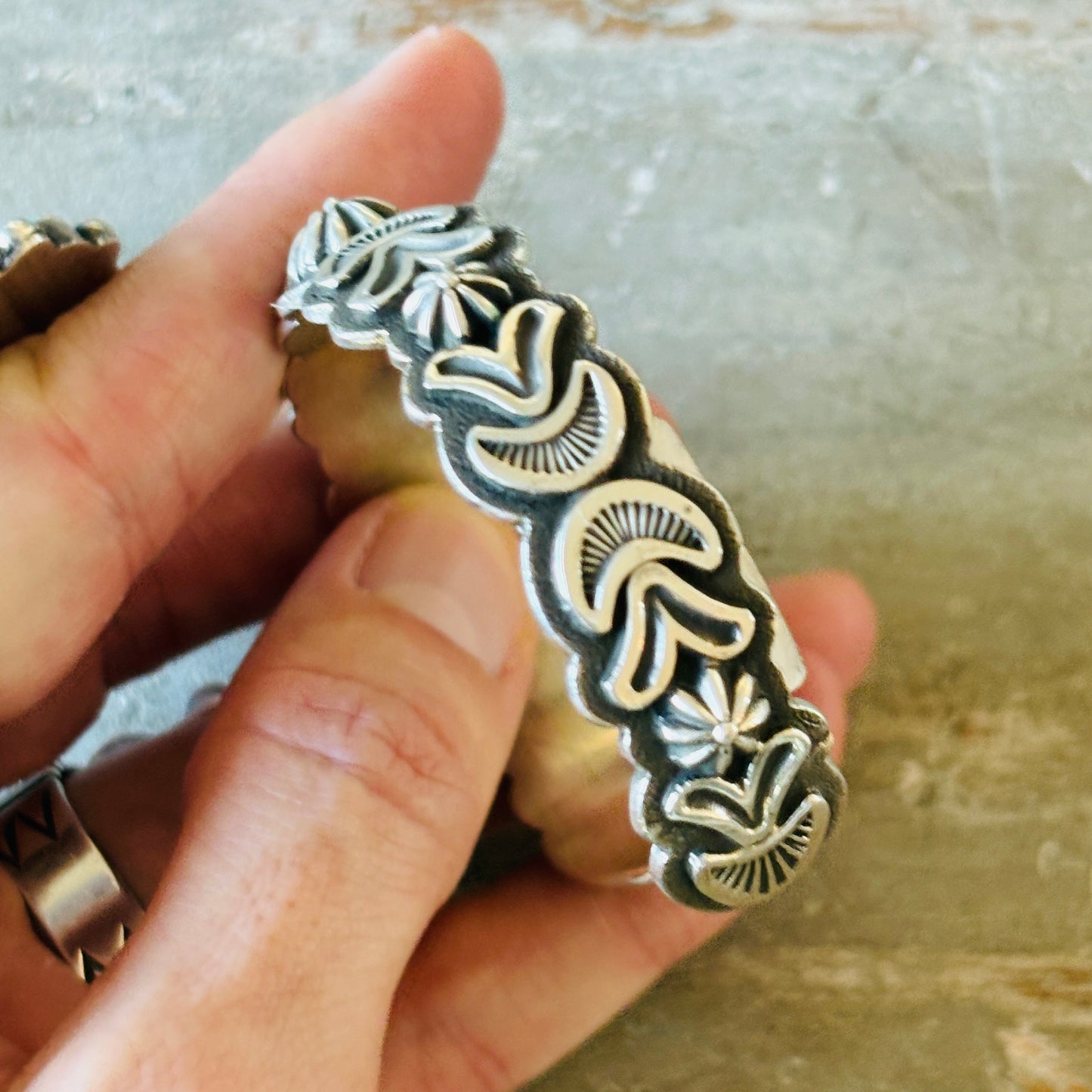 Navajo Thomas Jim Sterling Silver Stacker Cuff