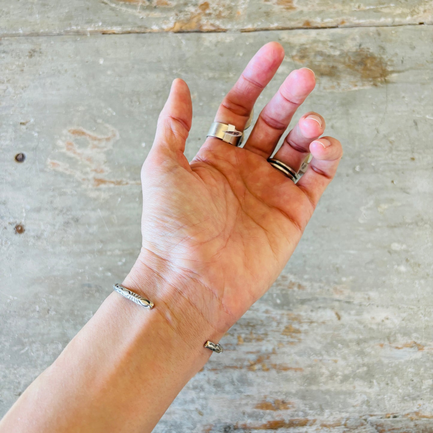 Navajo Delaine & Dwayne Nez Sterling Silver & Sierra Nevada Turquoise Stacker Cuff