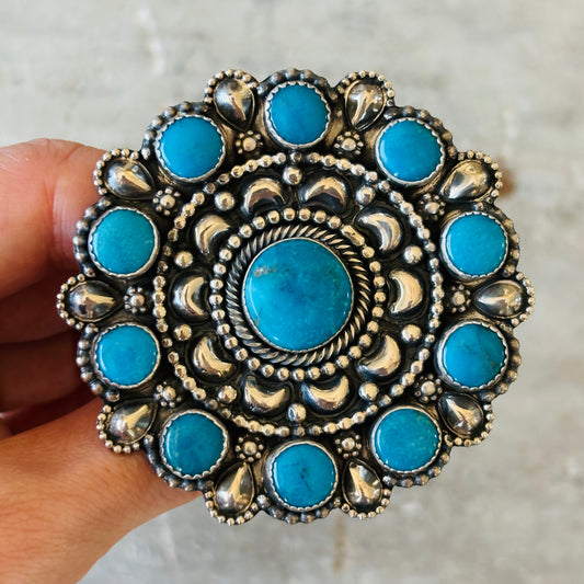 Navajo Braxton Parkett Sterling Silver & Egyptian Cluster Ring