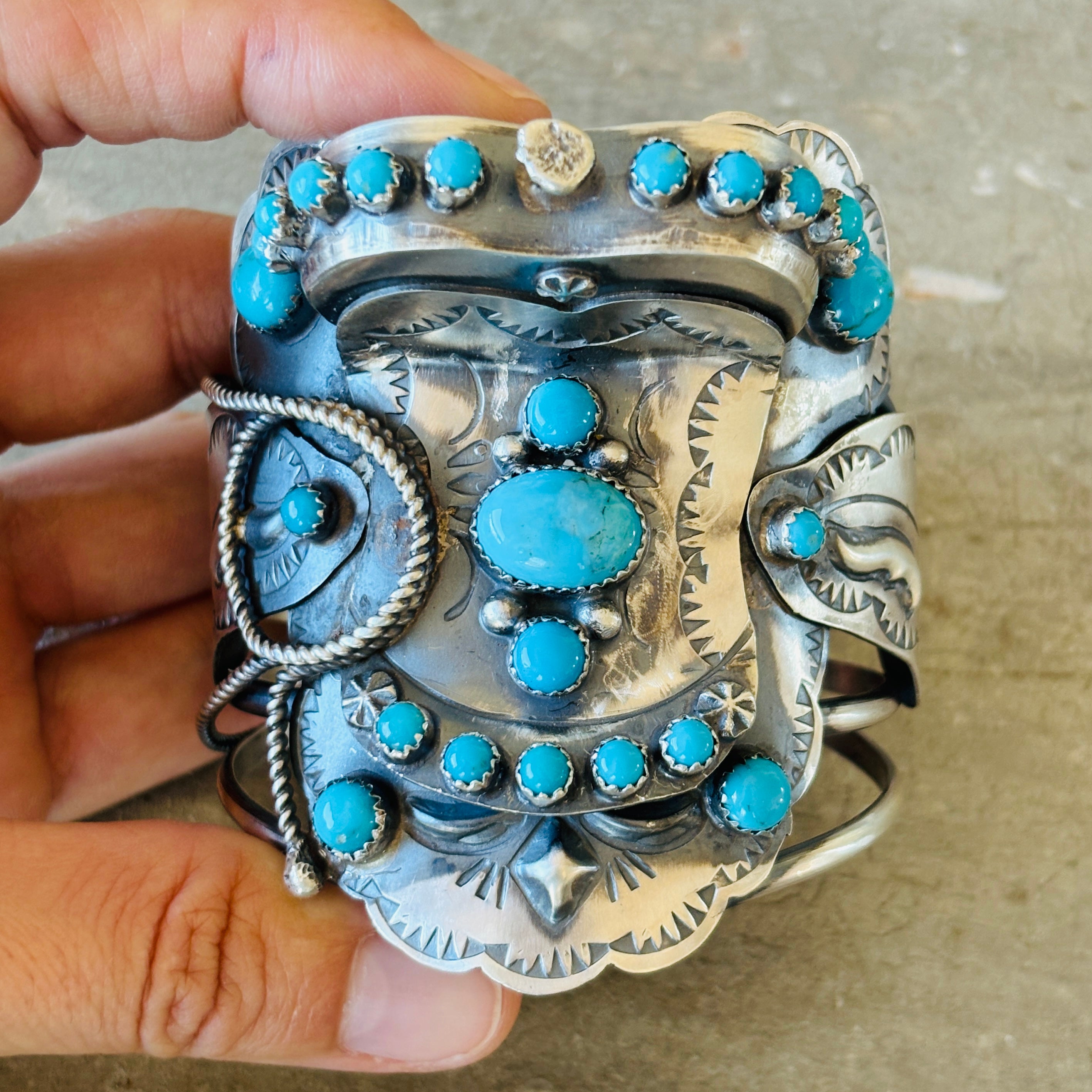 New Navajo Tim Yazzie Sterling Silver & Kingman Turquoise