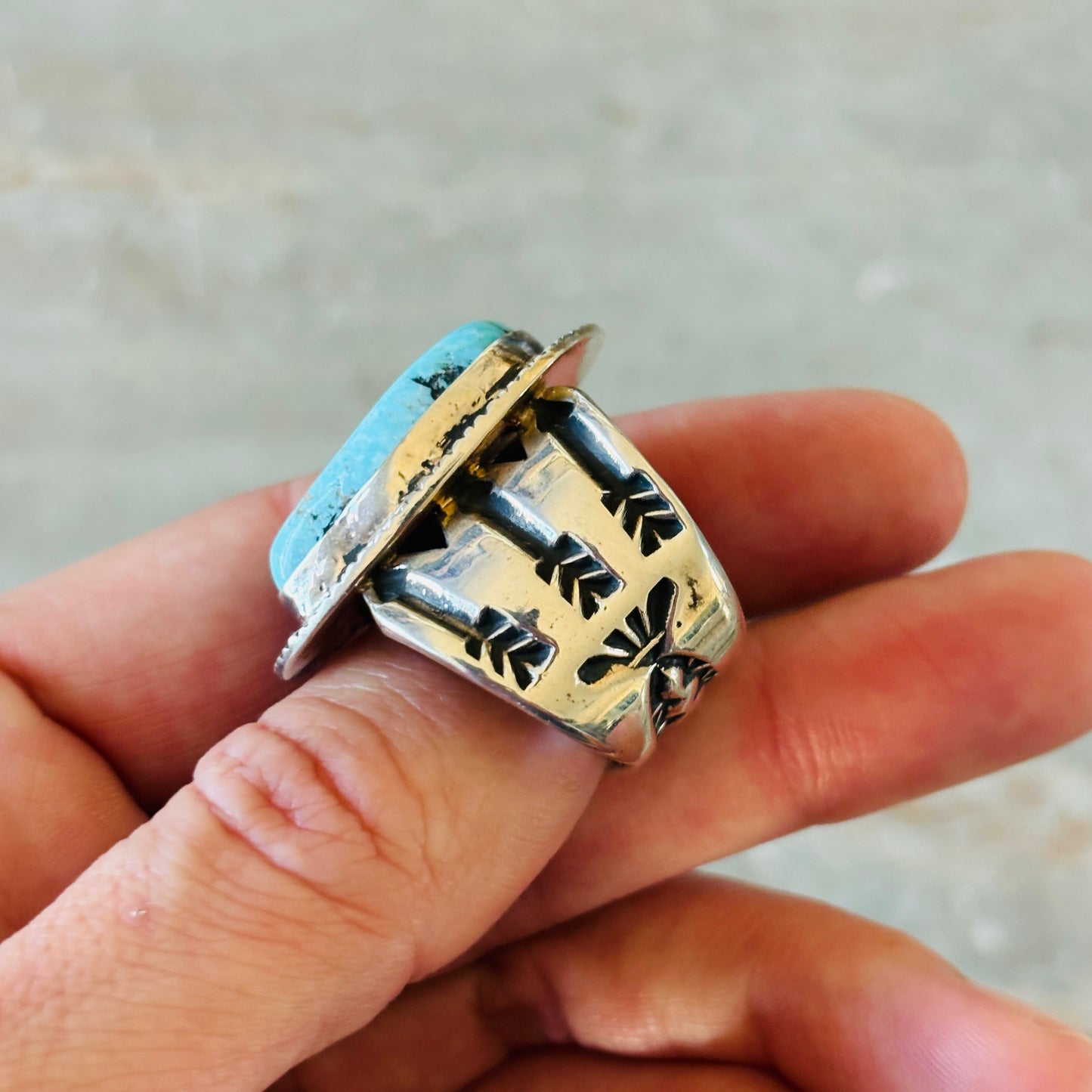 Navajo Tommy Jackson Sterling Silver & Kingman Ring