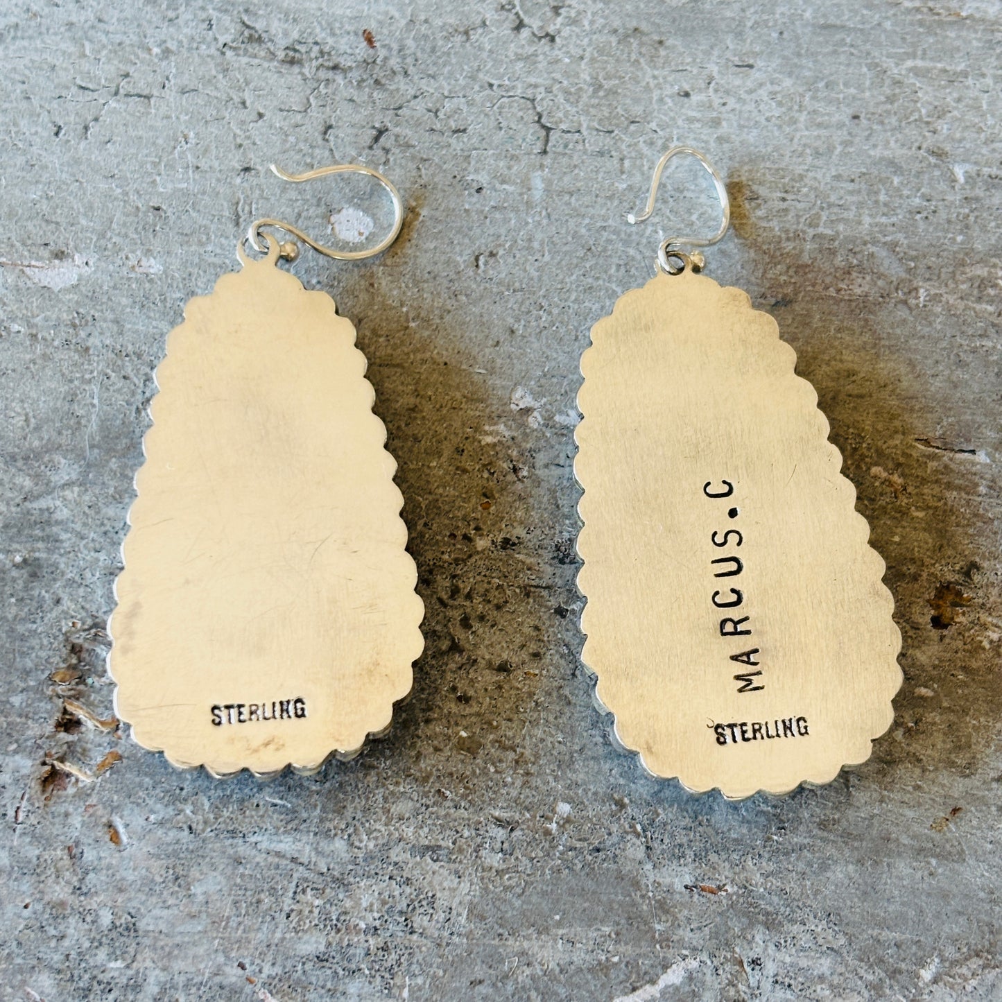 Navajo Marcus Chavez Sterling Silver & Royston Statement Earrings
