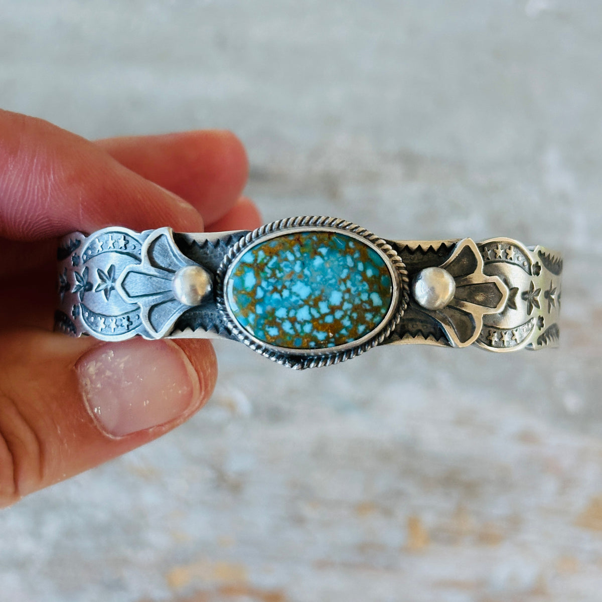 Navajo Bo Reeves Sterling Silver & Web Kingman Stars Stacker Cuff