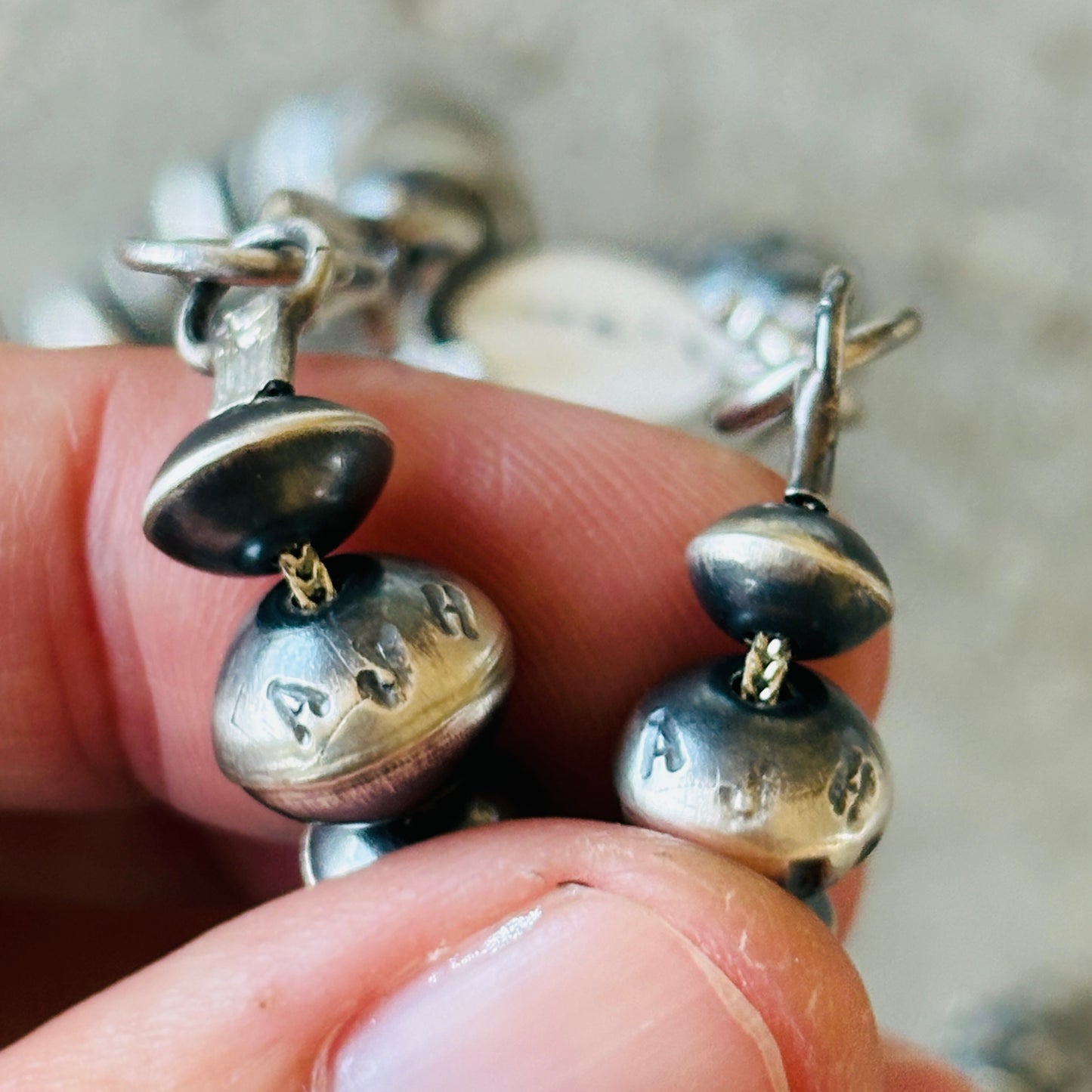 Navajo Austin Haley Sterling Silver Handmade Pearls Necklace