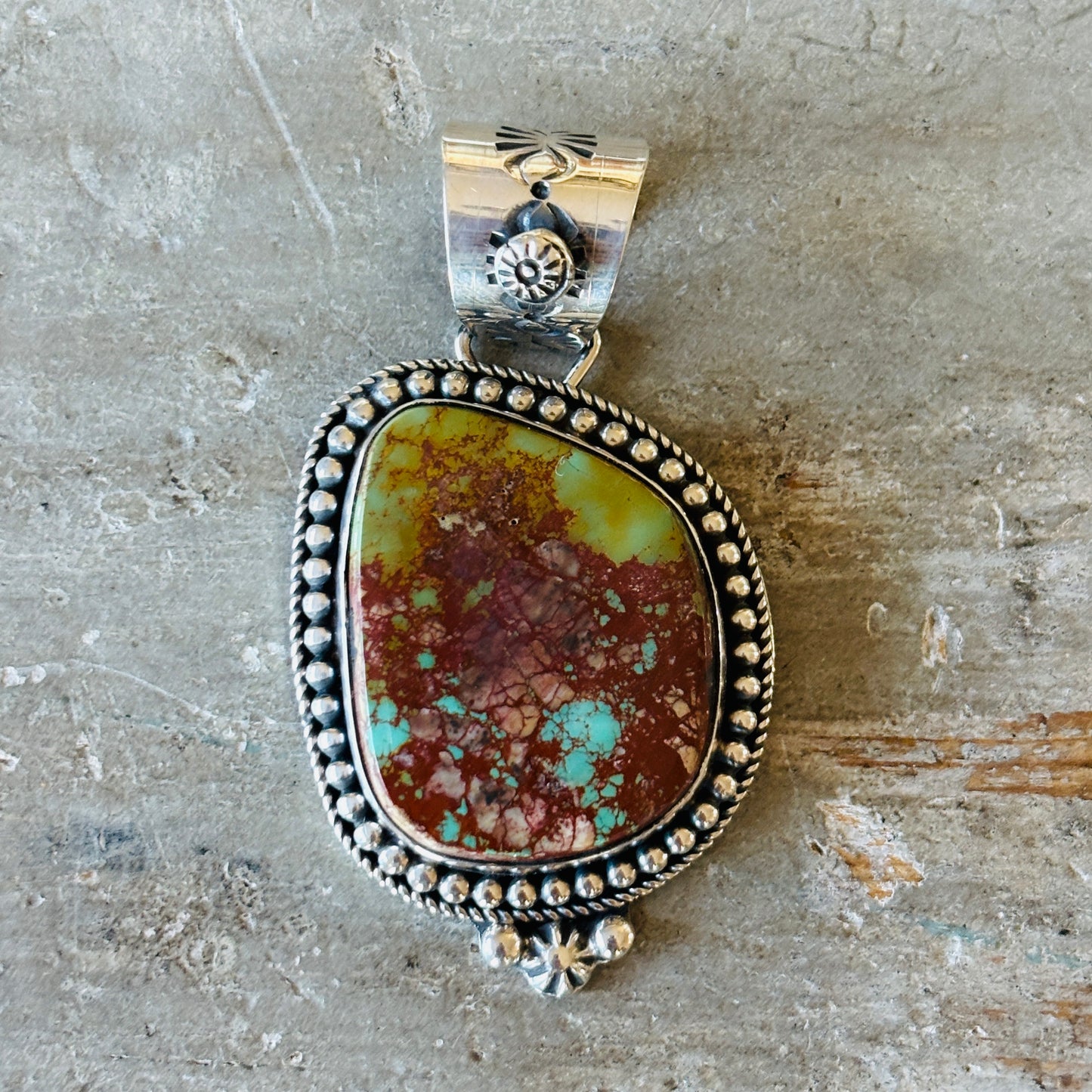 Apache Rosella Paxson Sterling Silver & Pilot Mountain Turquoise Pendant