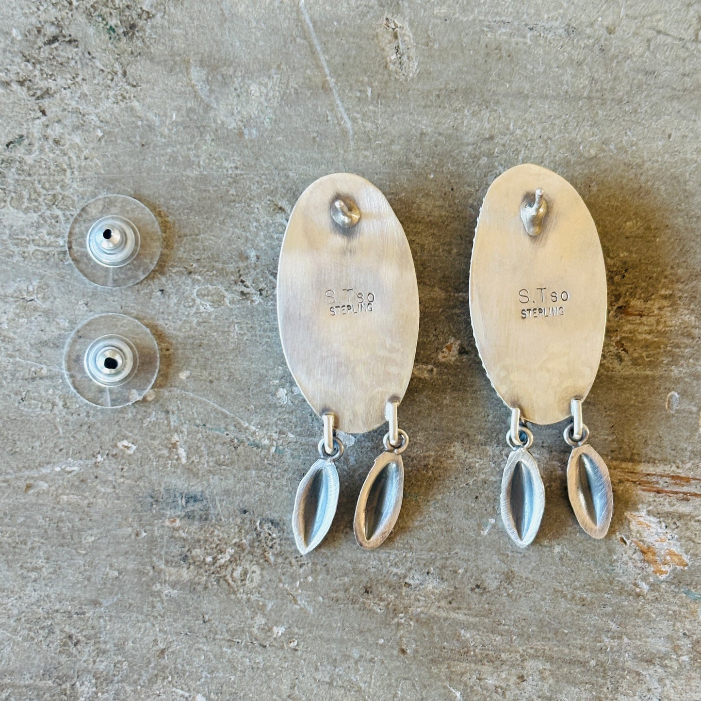 Sheila Tso Sterling Silver & Hubei Turquoise Earrings