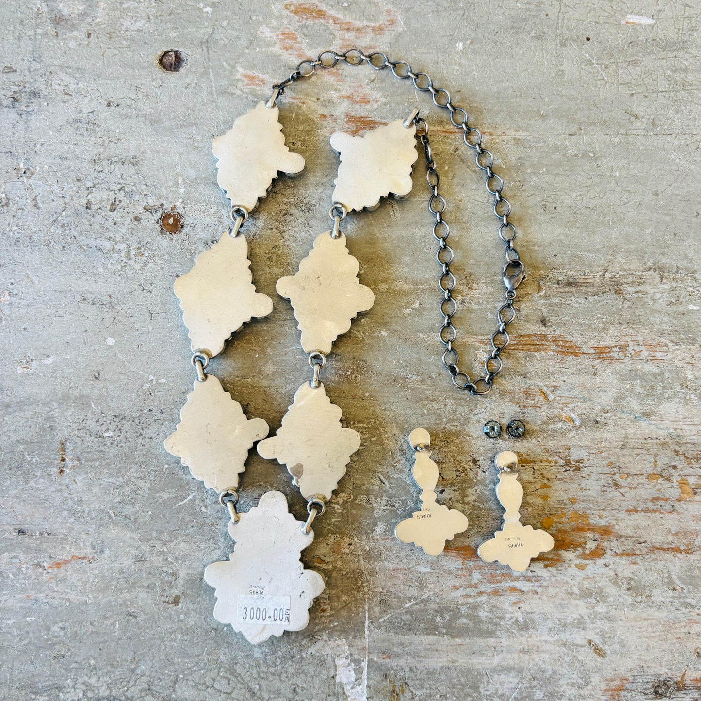 Navajo Sheila Becenti Sterling Silver & Sonoran Turquoise Statement Necklace Set