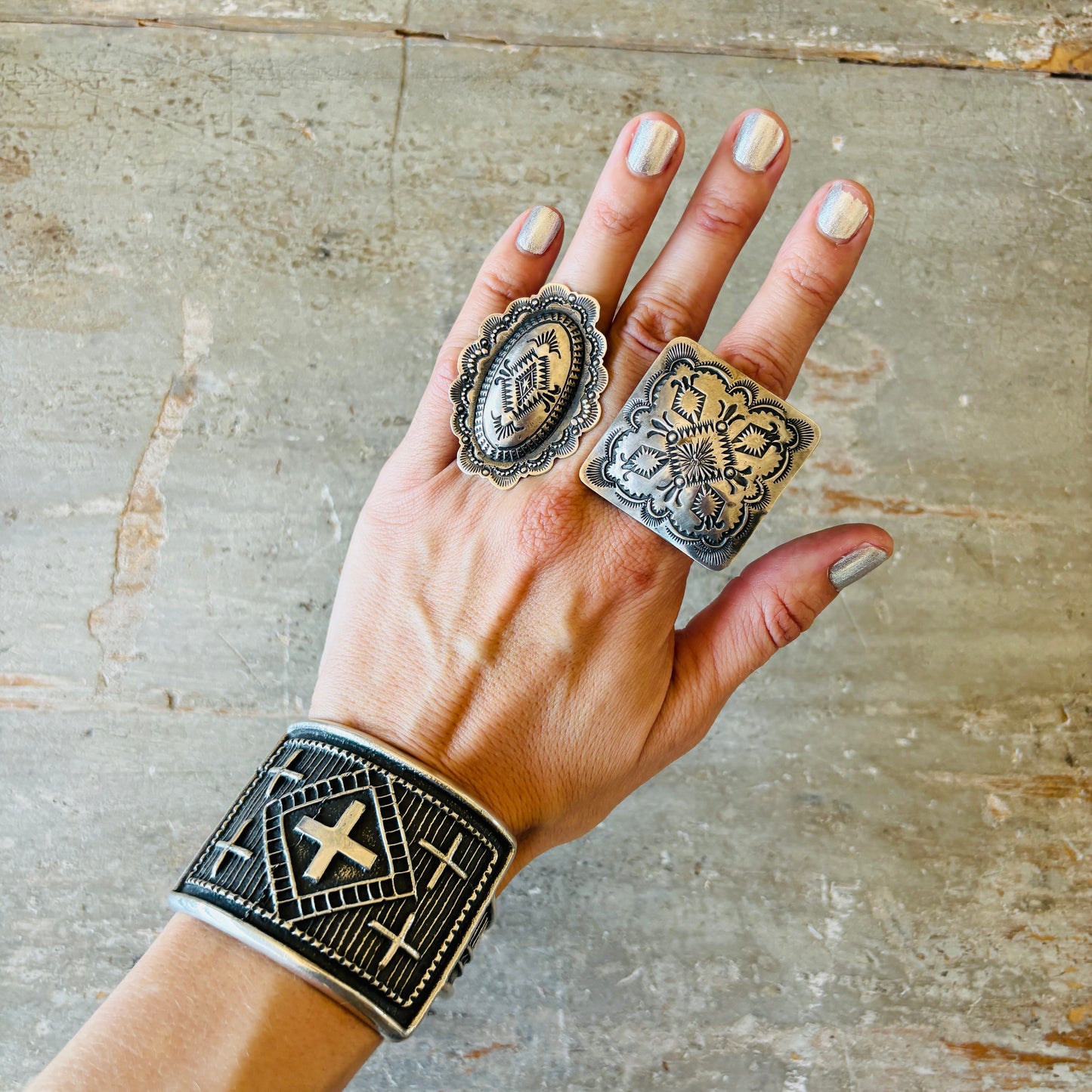Navajo Vincent Platero Sterling Silver Concho Ring