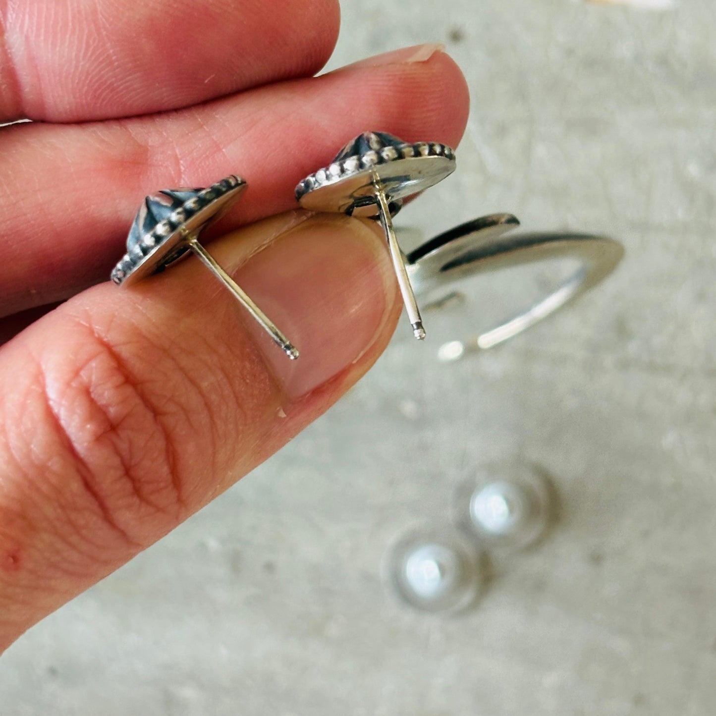 Navajo Braxton Parkett Sterling Silver Naja Earrings