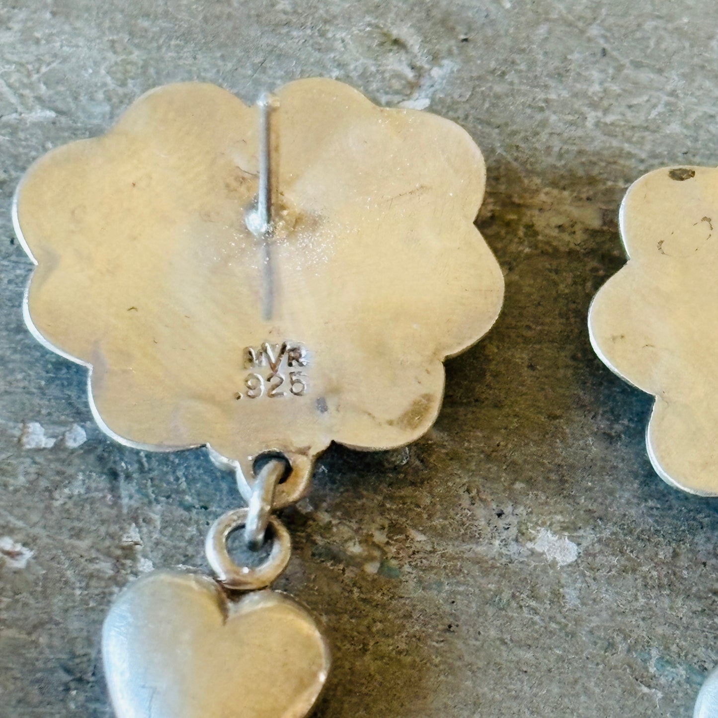 Anglo Mona Van Riper Sterling Silver Heart Earrings