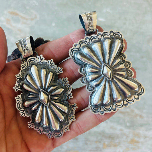 Navajo Arnold Goodluck Sterling Silver Concho Pendant