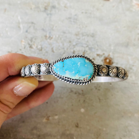 Navajo Kevin Billah Sterling Silver & Turquoise Cuff