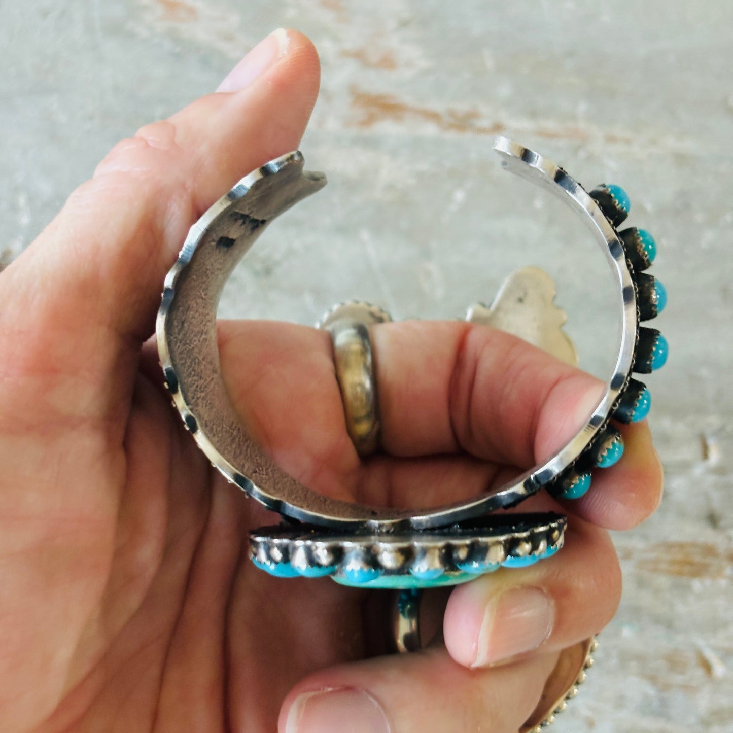 Navajo Shawn Cayatineto Sterling Silver & Kingman Turquoise Statement Cuff