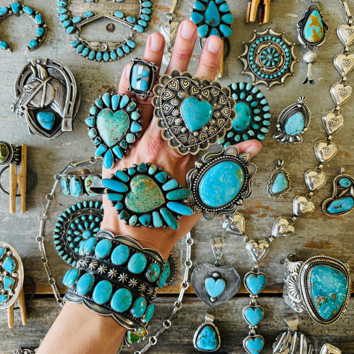 Navajo Brenda Jimenez Sterling Silver & Kingman Turquoise Statement Necklace