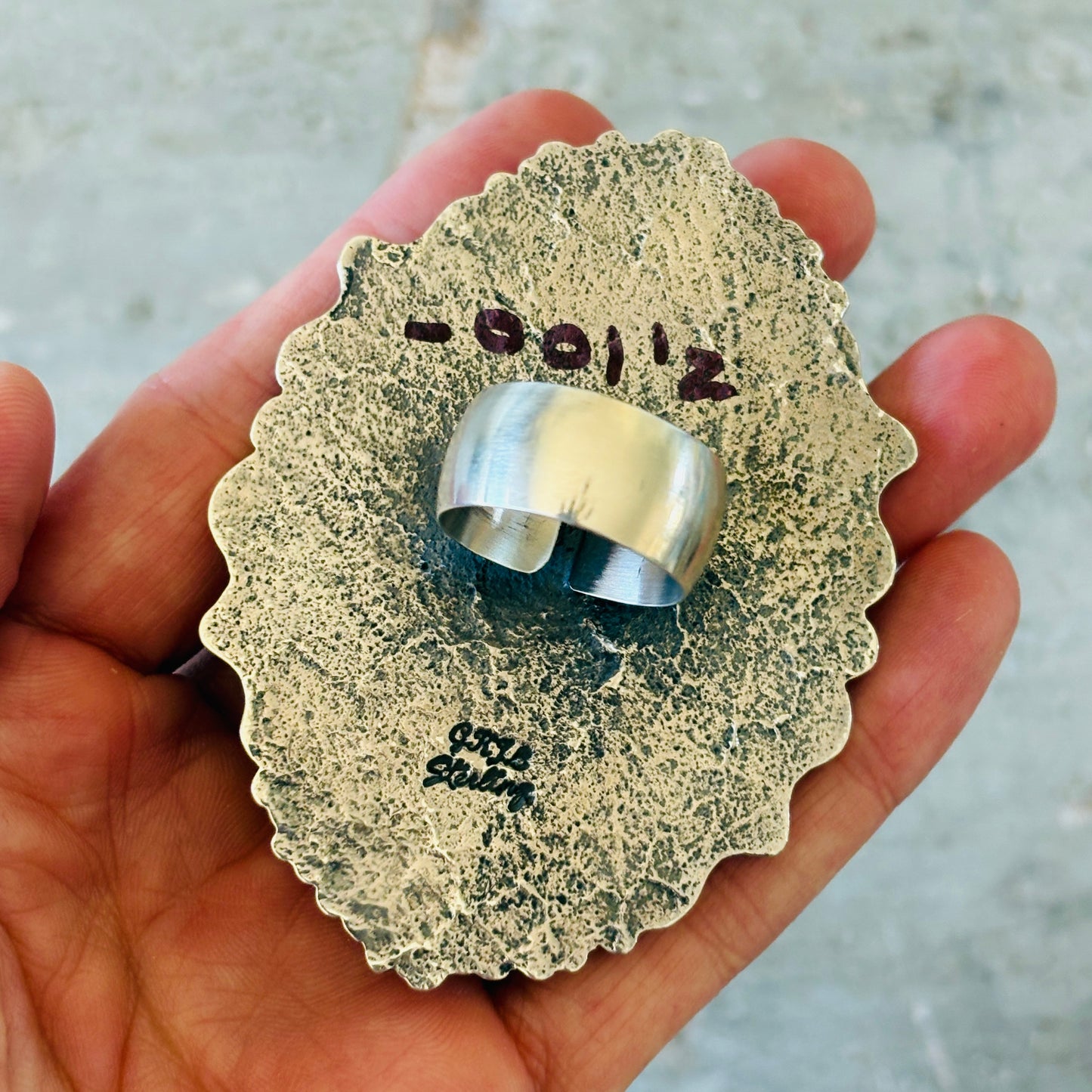 Navajo Glenn Livingston Sterling Silver & Desert Rose Turquoise Statement Ring