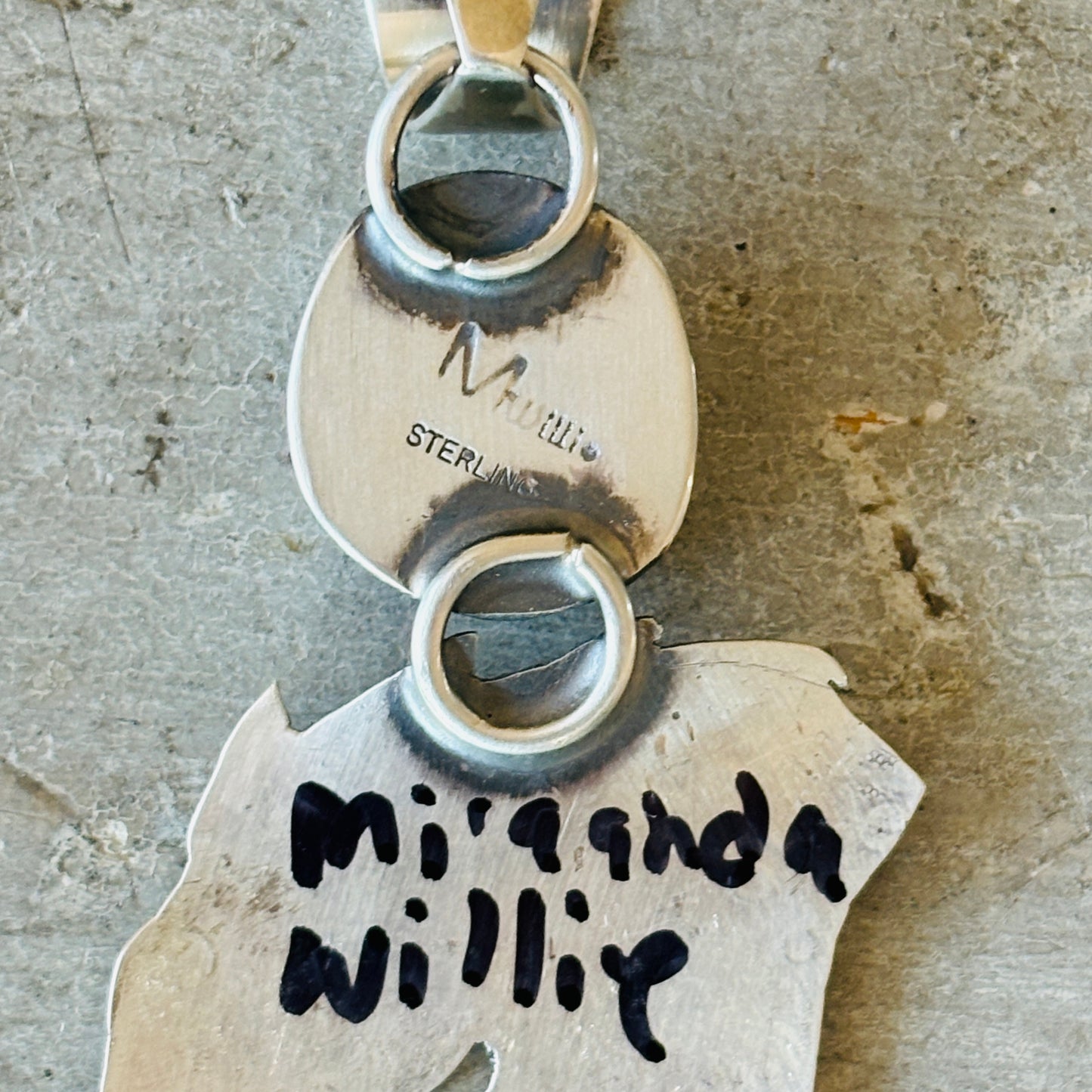 Navajo Miranda Willie Sterling Silver & Kingman Horse Head Pendant