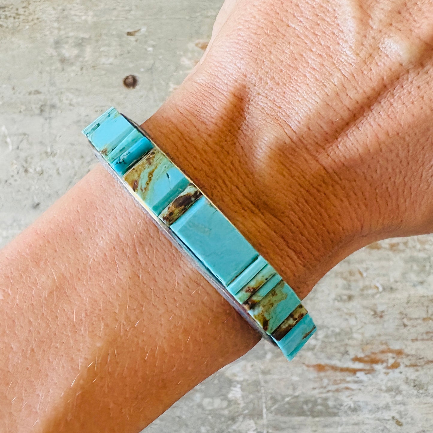 Navajo Lester James Sterling Silver & Multi Turquoise Stacker Cuff