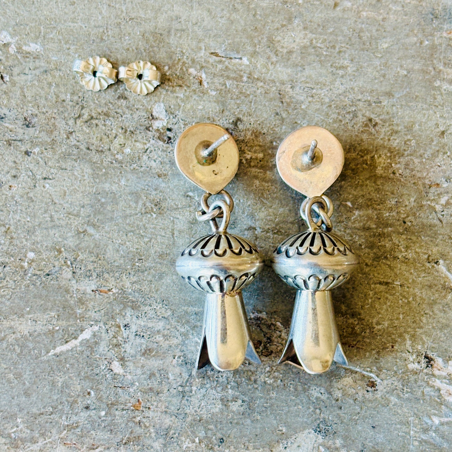Navajo Sterling Silver Handmade Blossom Earrings