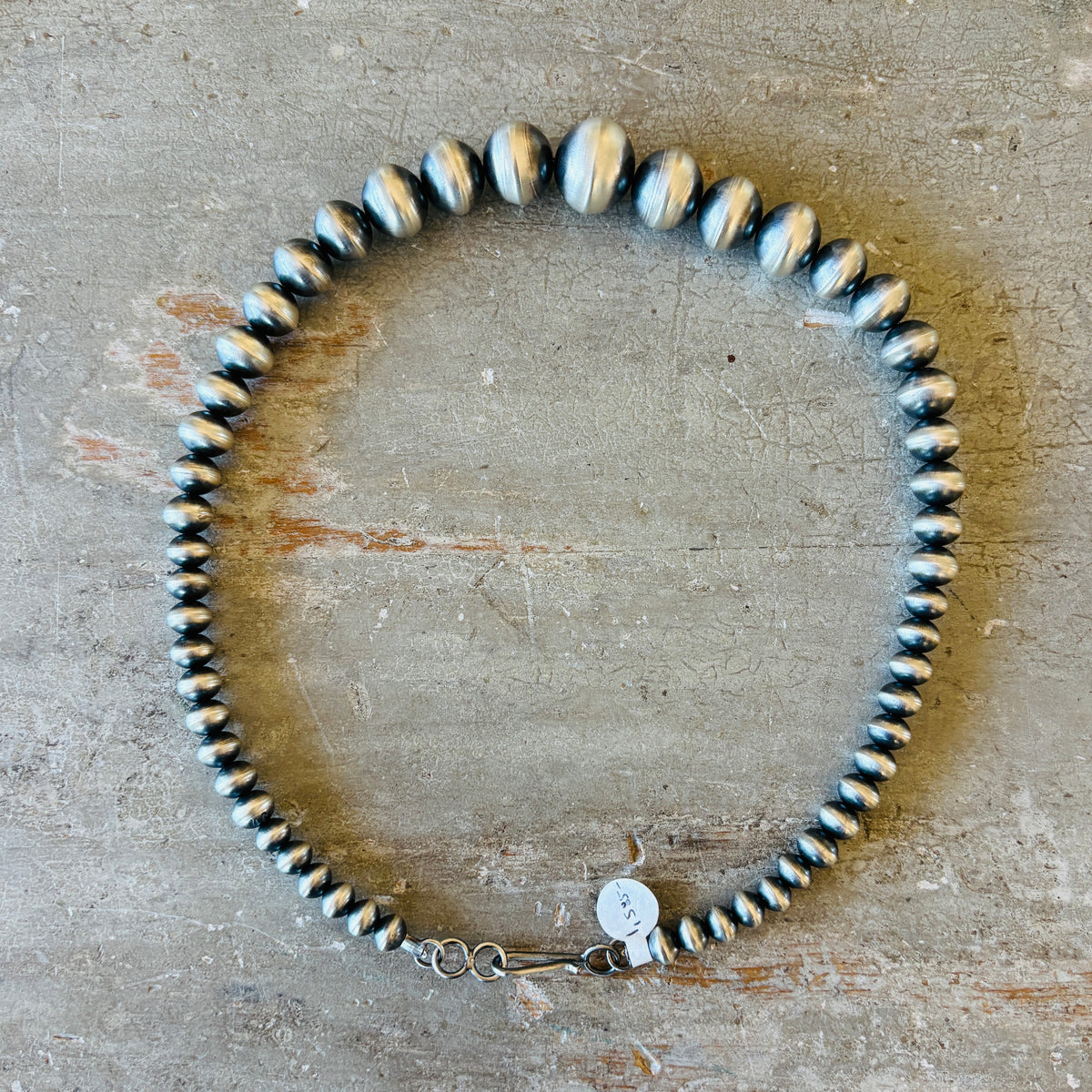 Navajo Preston Haley Sterling Silver Graduated Handmade Pearls Necklace