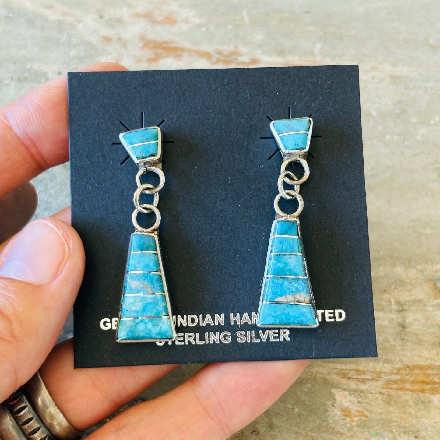 Navajo Lynelle Johnson Sterling Silver & Turquoise Earrings
