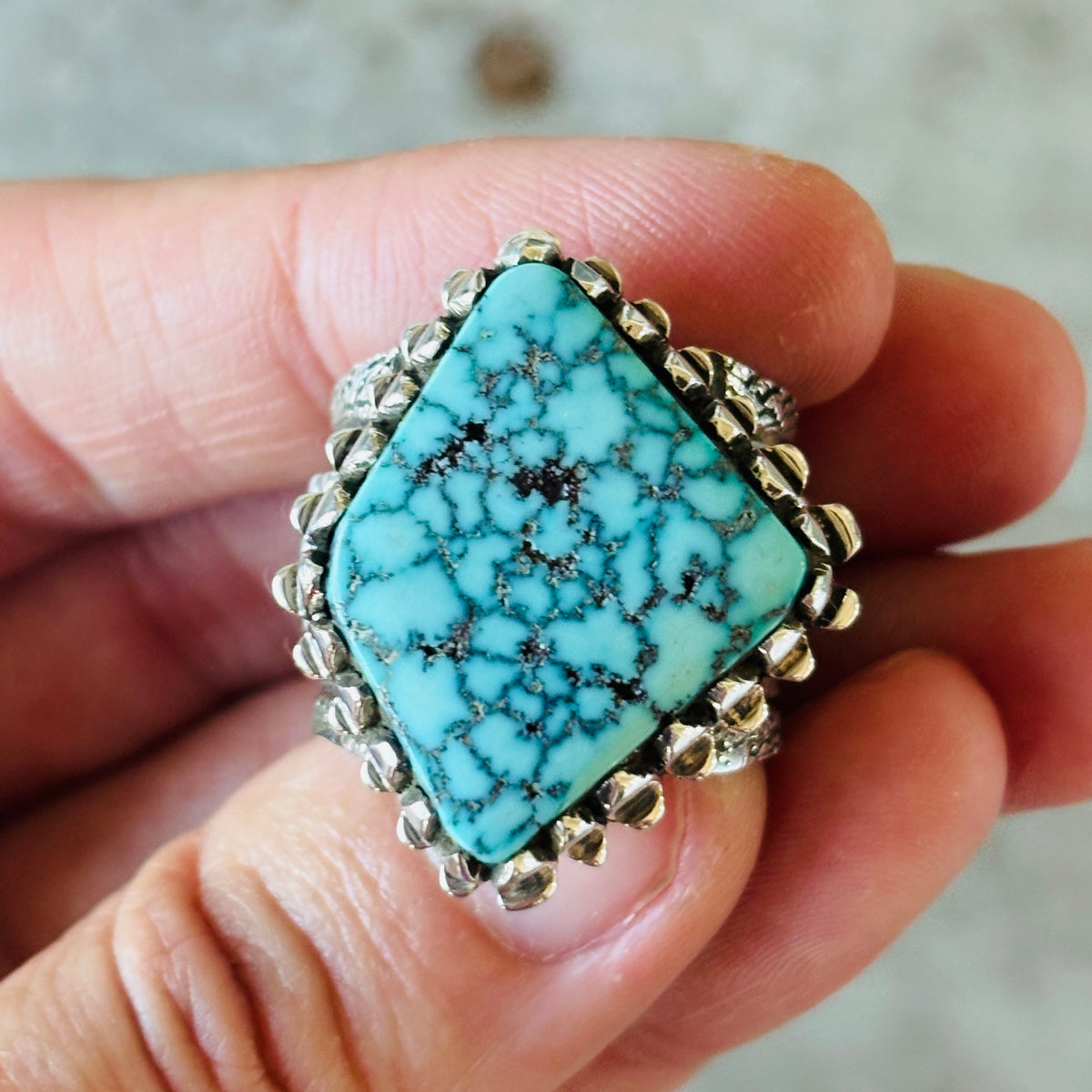 Navajo Sam Gray Sterling Silver & High Grade Kingman Statement Ring