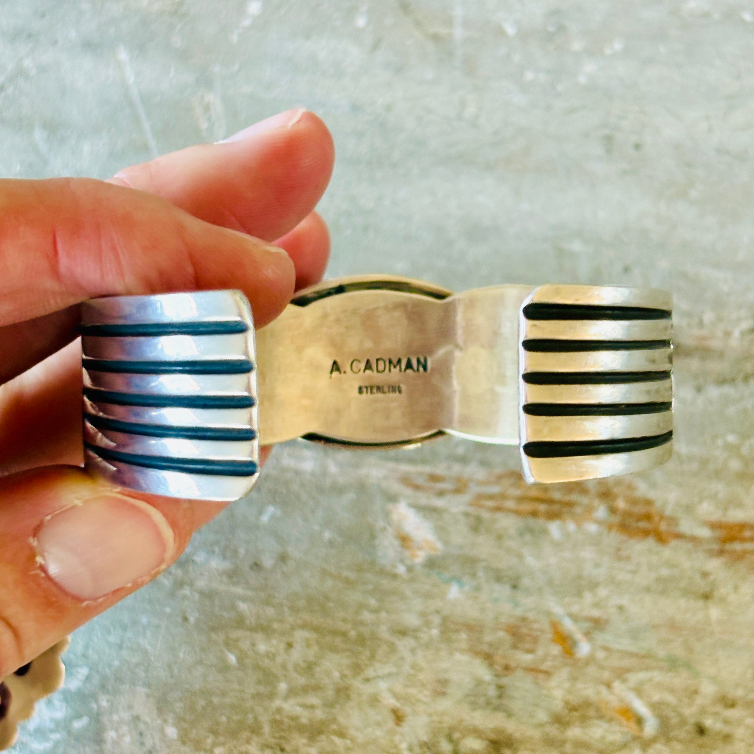 Navajo Andy Cadman Sterling Silver & Turquoise Thunderbird Cuff