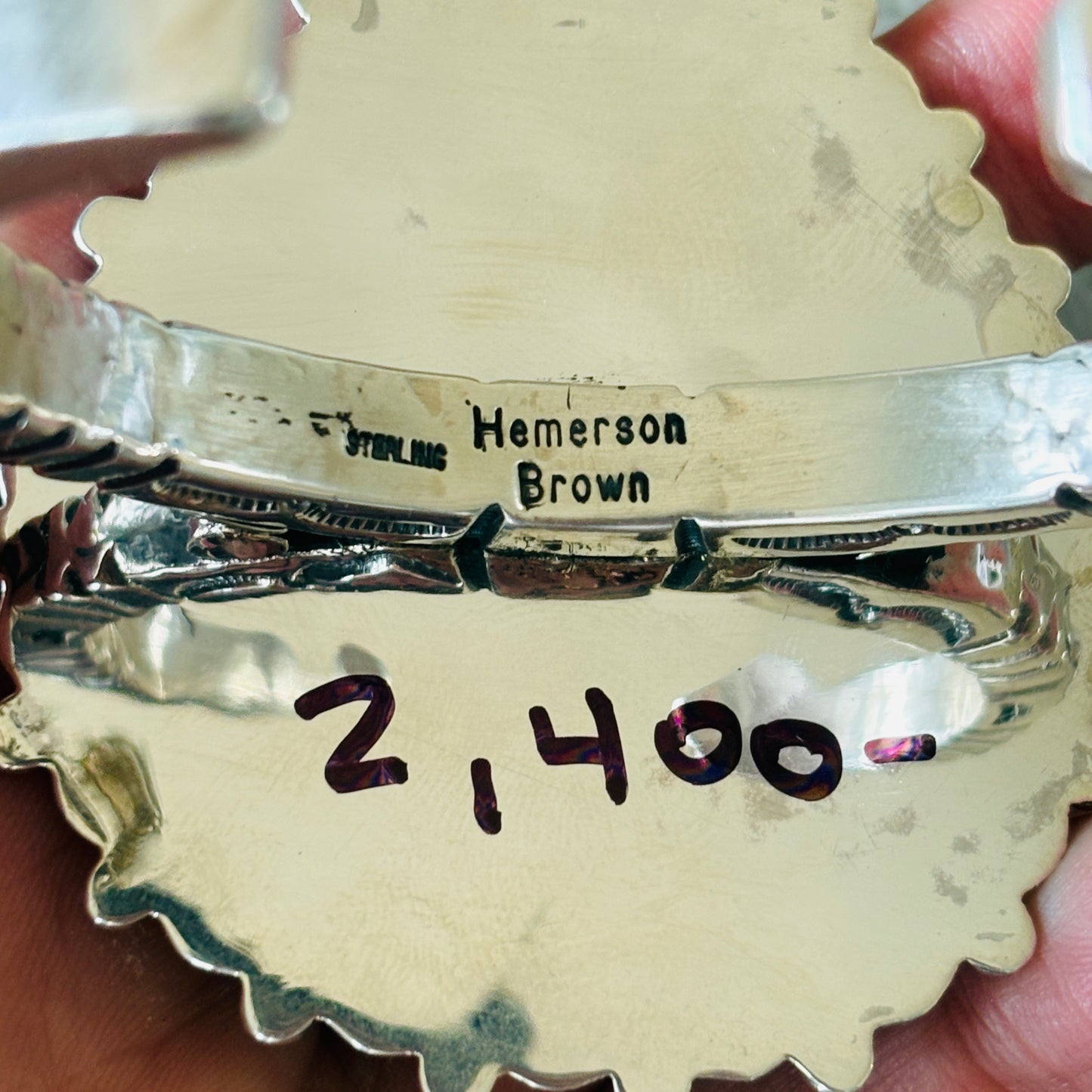 Navajo Hemerson Brown Sterling Silver - Sonoran Turquoise & Blue Lab Opal Cluster Statement Cuff