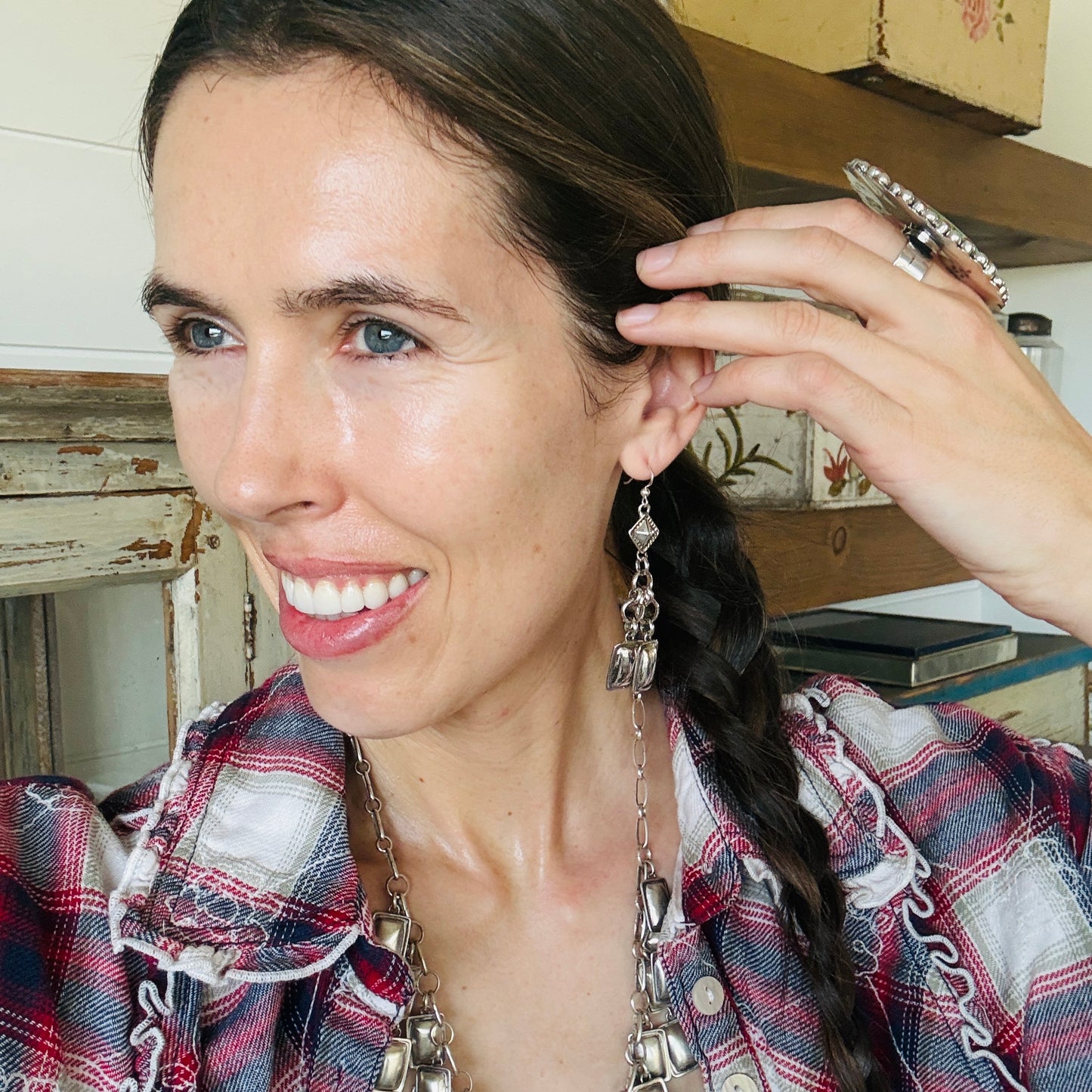 Navajo Dakota Willie Sterling Silver Charm Earrings