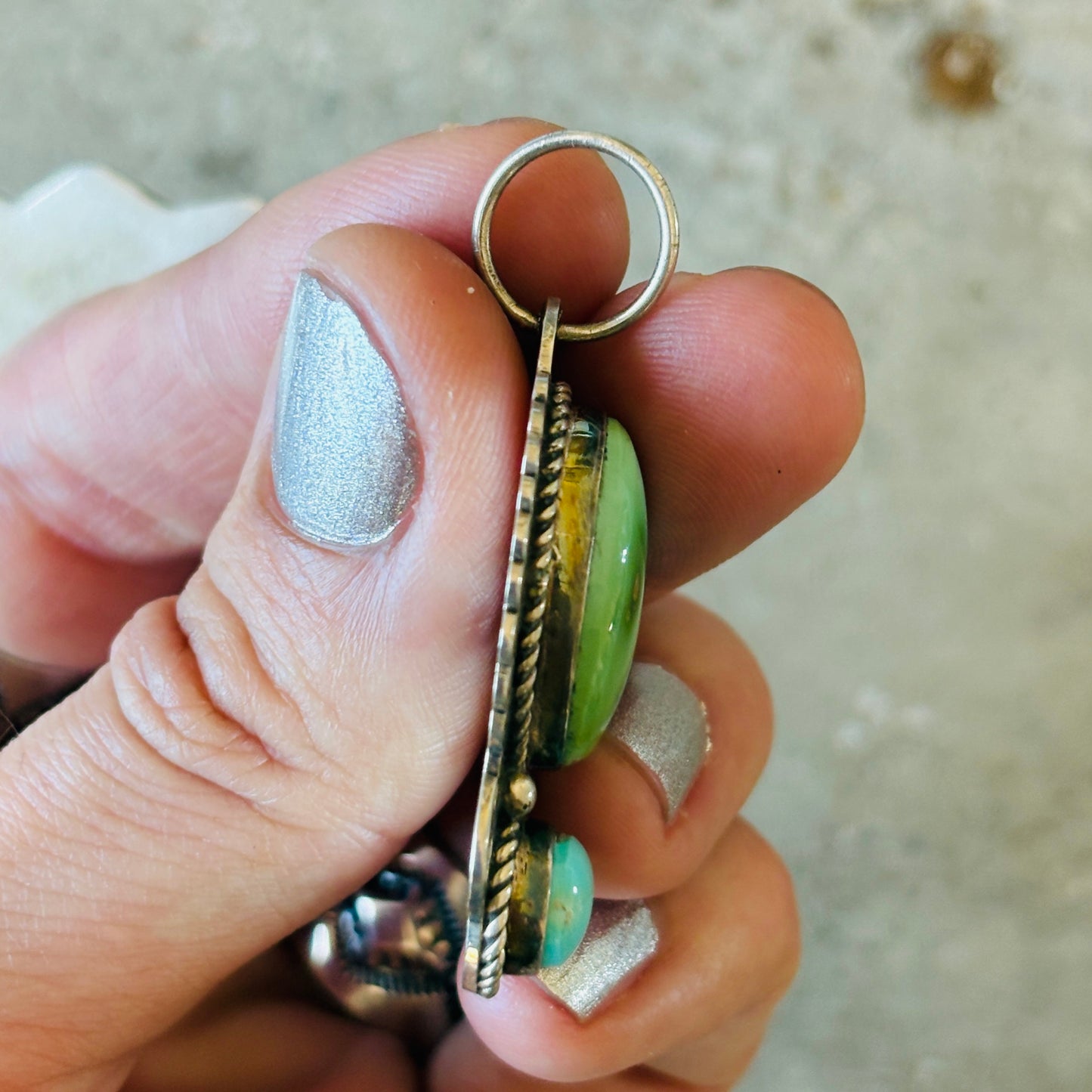 Navajo Bryant Martinez Sterling Silver & Sonoran Turquoise Pendant