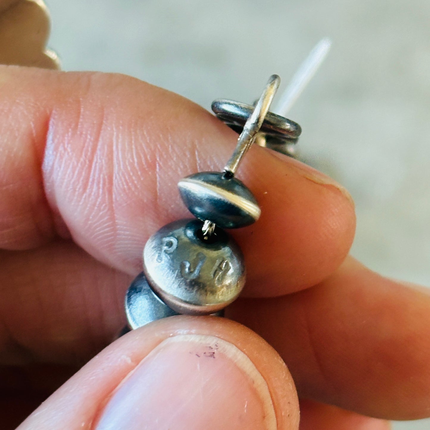 Navajo Preston Haley Sterling Silver & Kingman Turquoise 8mm Handmade Pearls Necklace