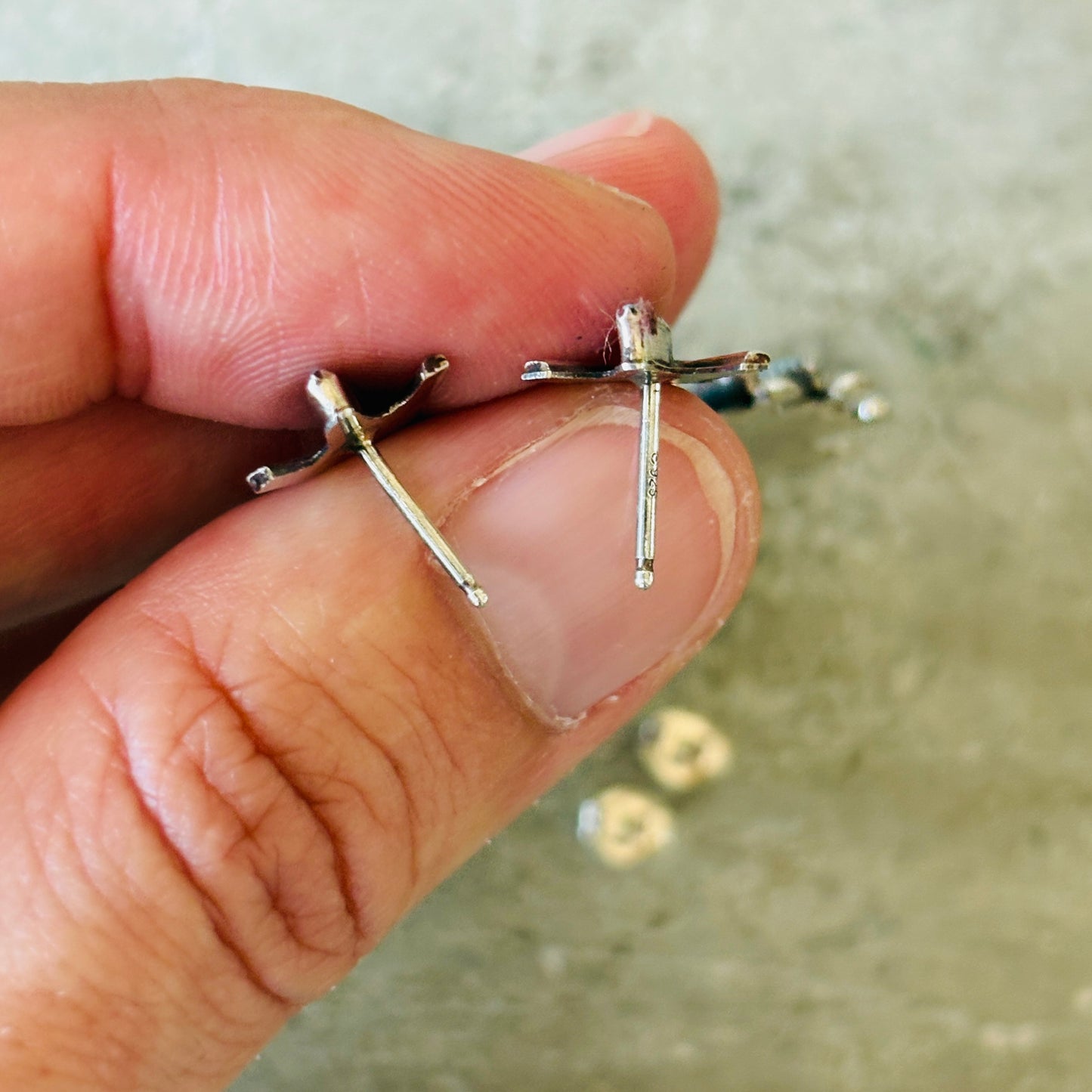 Zuni Samantha Waatsa Sterling Silver & Sleeping Beauty Turquoise Needle Point Earrings