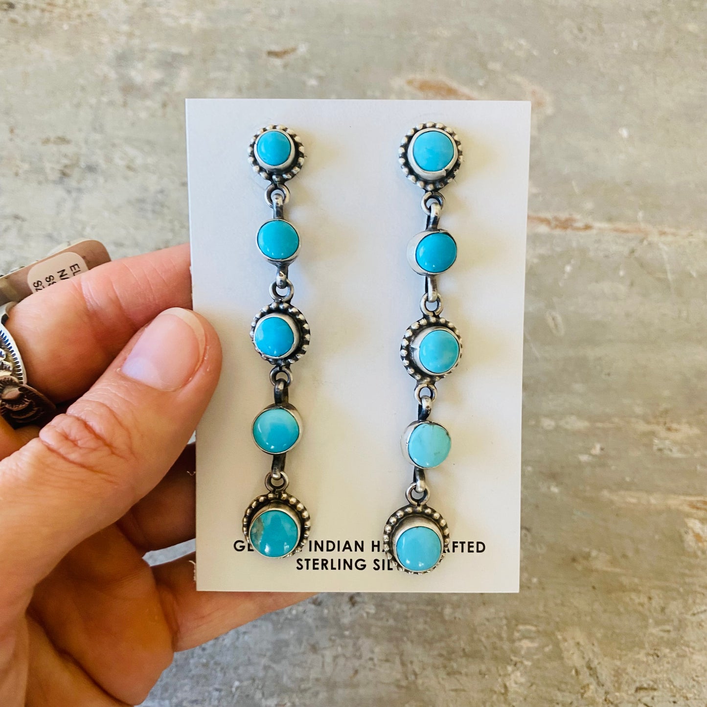 Navajo Randy Boyd Sterling Silver & Kingman Turquoise Earrings