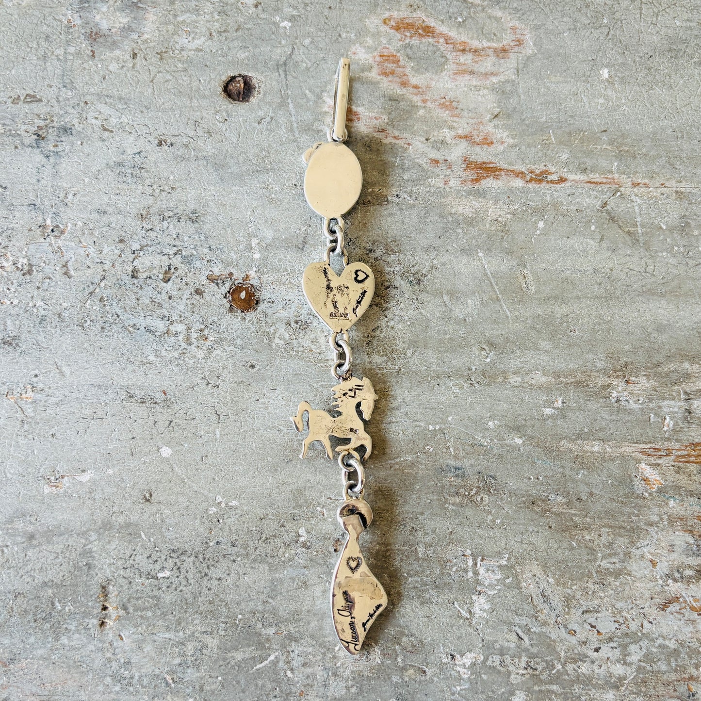 Tohono O’odham James Fendenheim Sterling Silver Cacti & Horse Pendant