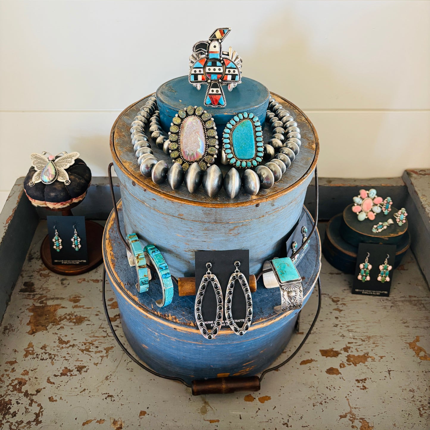 Navajo Lester James Sterling Silver & Multi Turquoise Stacker Cuff