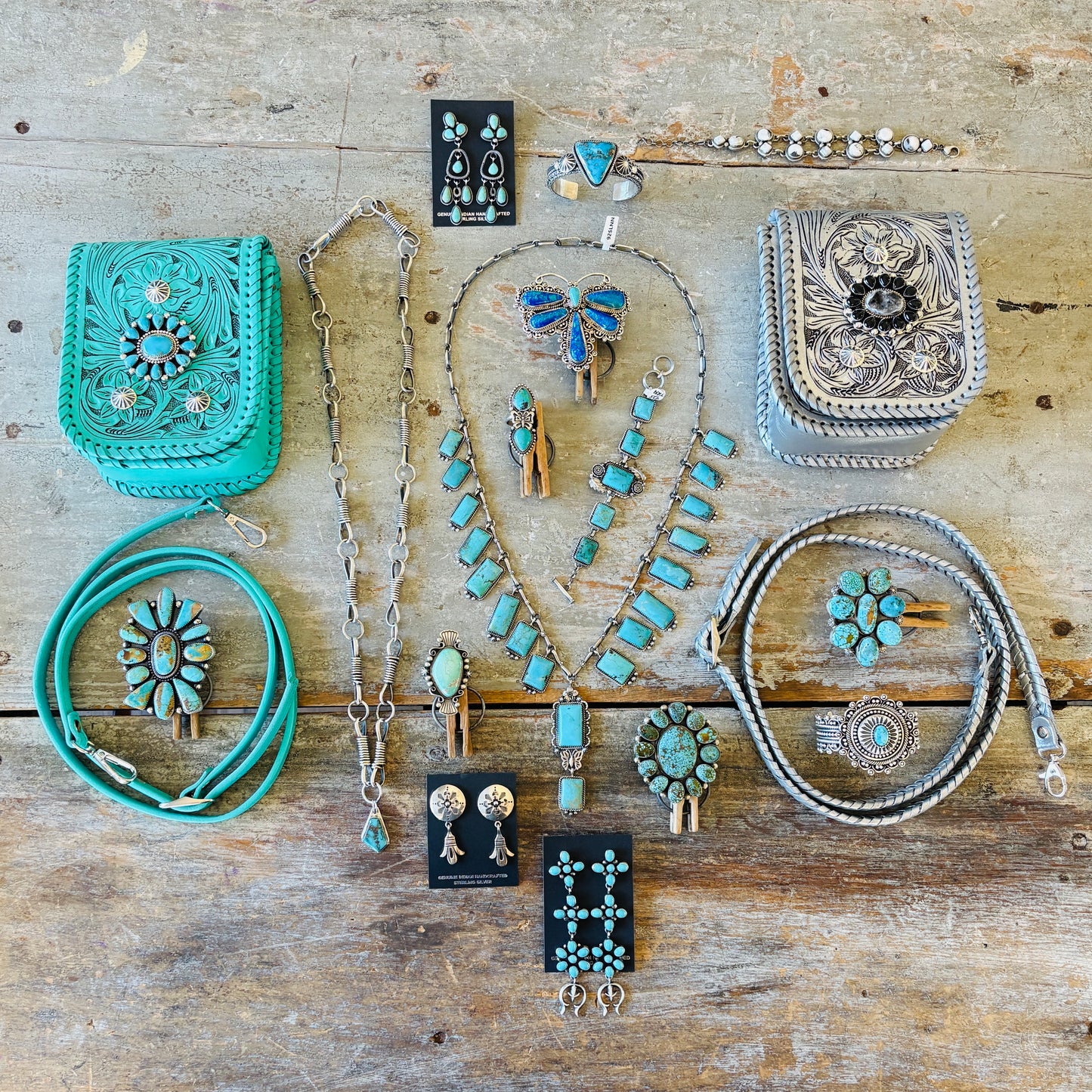 Navajo Brenda Jimenez Sterling Silver & Kingman Turquoise Statement Necklace