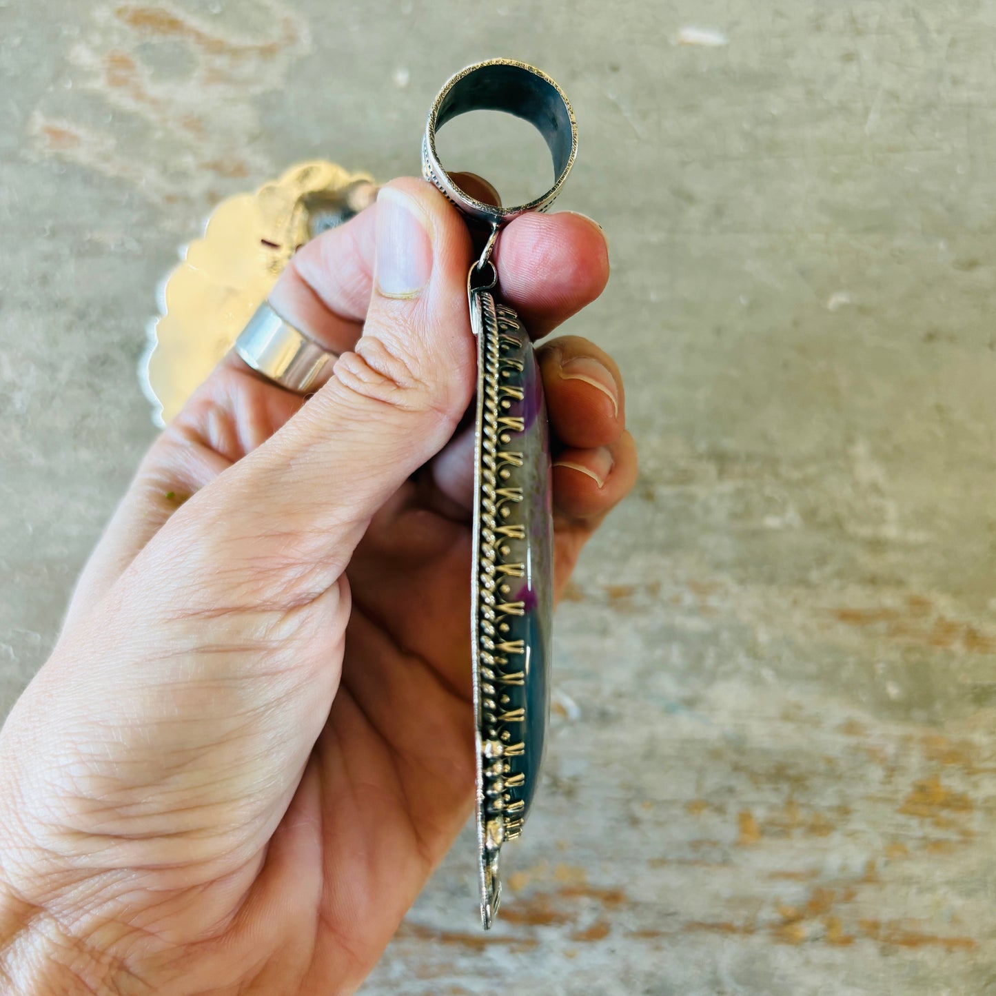New Navajo Hemerson Brown Sterling Silver & Druzy Pendant