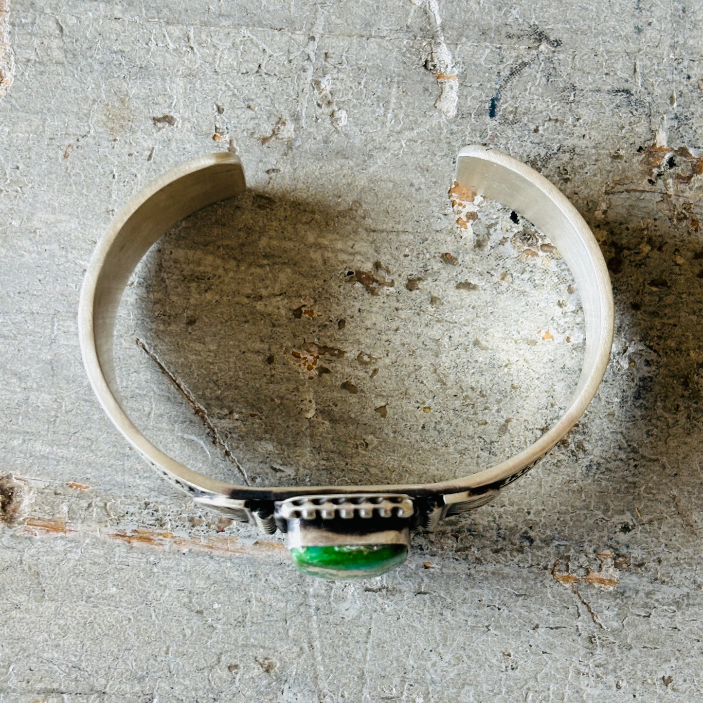 Navajo Herman Smith Sterling Silver & Sonoran Turquoise Stacker Cuff