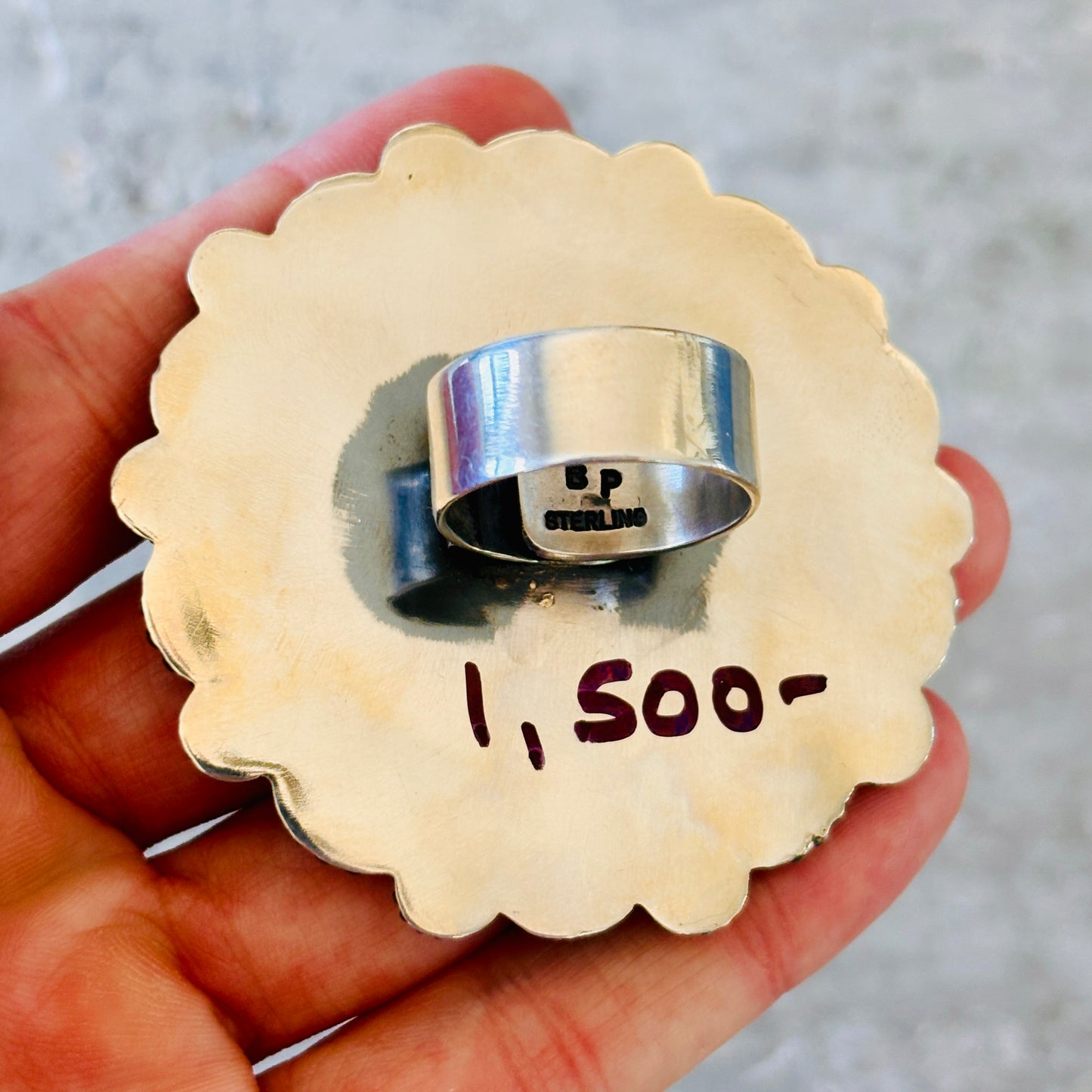 Navajo Braxton Parkett Sterling Silver & Egyptian Cluster Ring