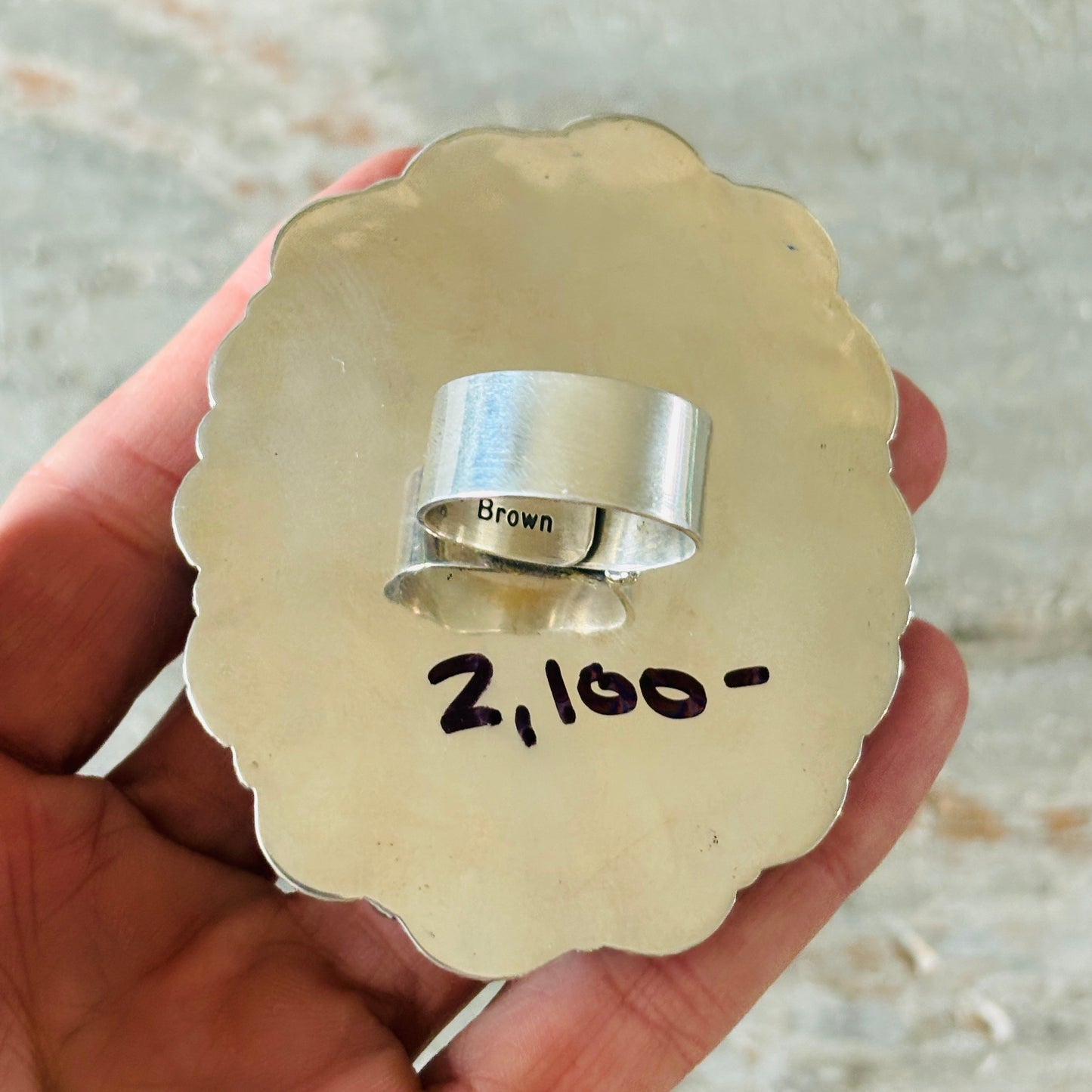 Navajo Hemerson Brown Sterling Silver & Sonoran Turquoise Cluster Statement Ring