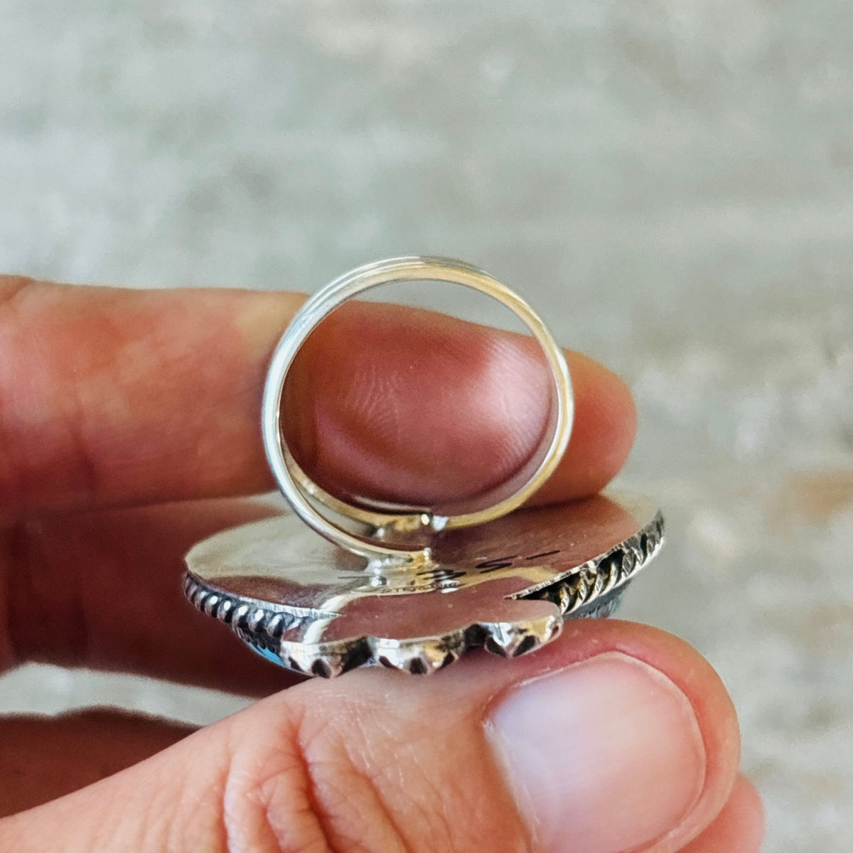 Navajo Leonard Platero Sterling Silver & Block Turquoise Heart Ring