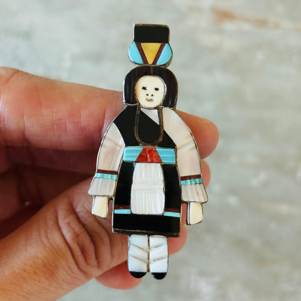 Vintage Zuni Madeline Beyukai Sterling Silver Multi Stone Maiden Ring