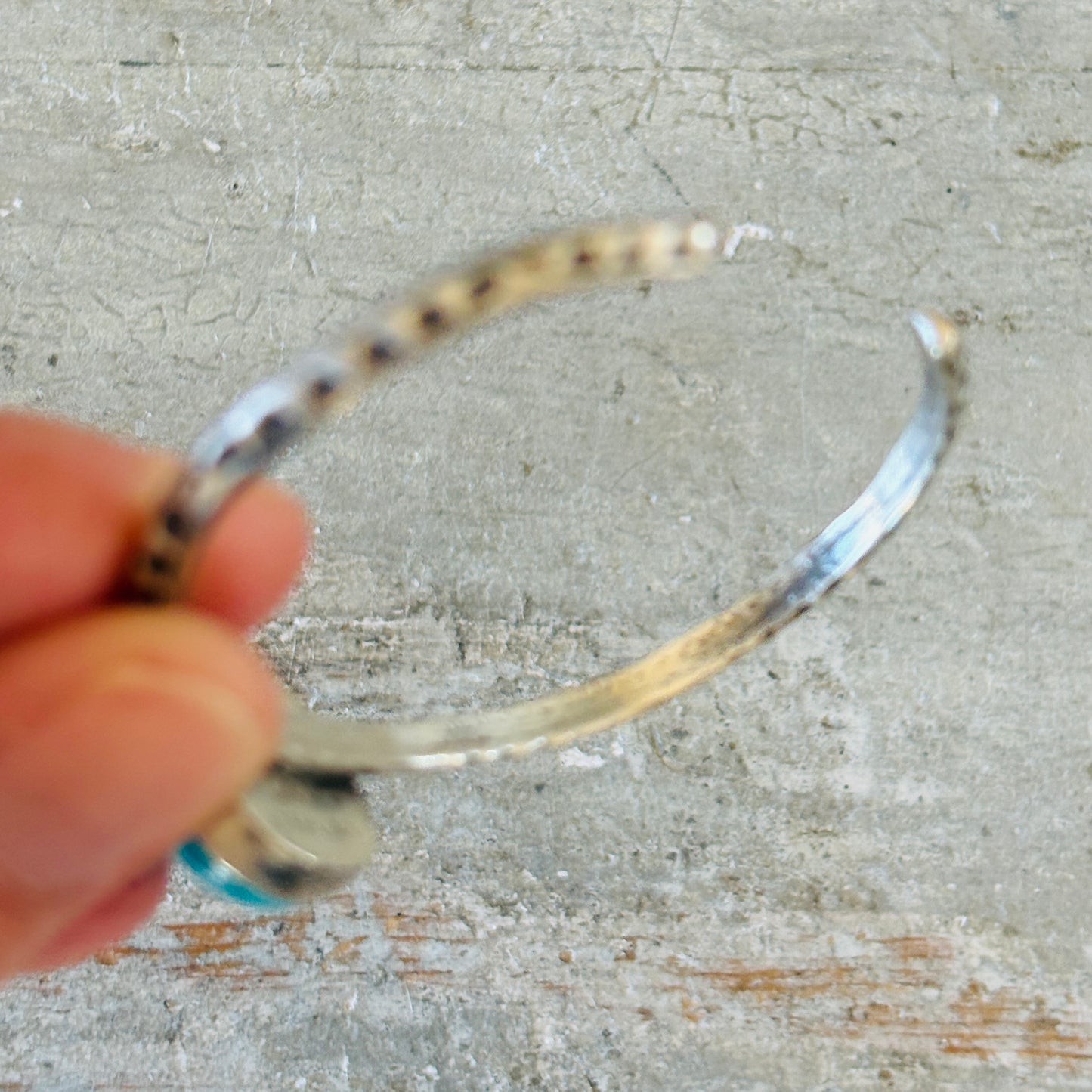 Navajo Delaine & Dwayne Nez Sterling Silver & Sonoran Turquoise Stacker Cuff