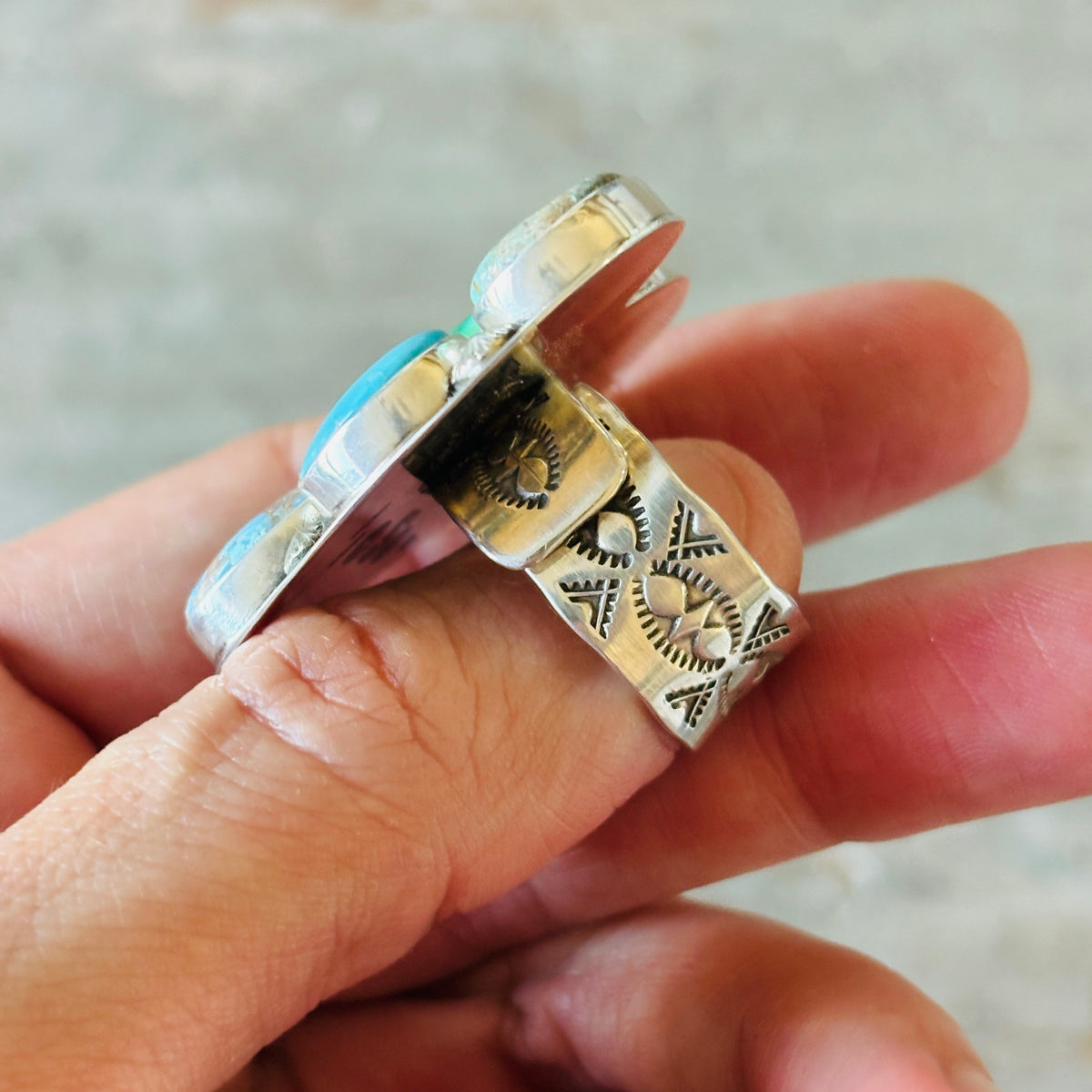 Navajo Freddy Platero Sterling Silver & Mixed Turquoise Cluster Heart